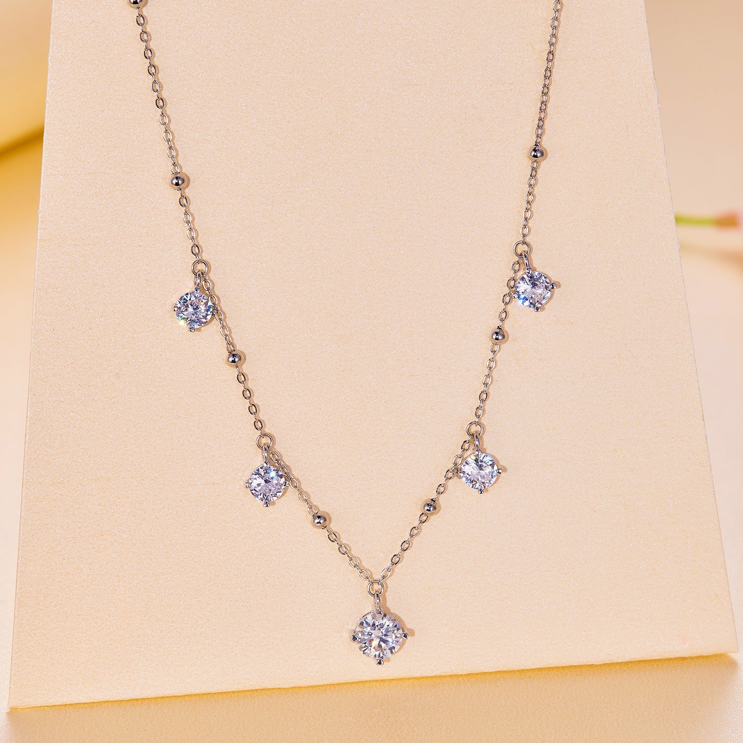 925 Sterling Silver 5.0mm Moissanite Necklace for Women DestGlow