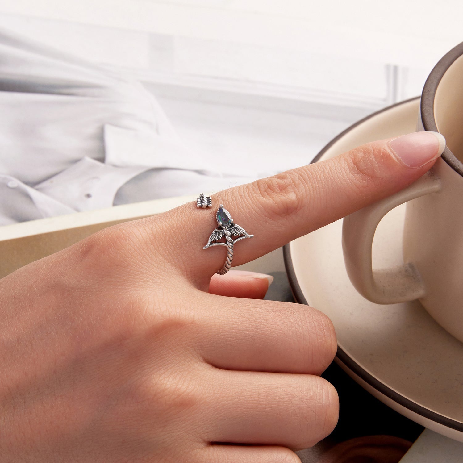 925 Sterling Silver Oxidized Glass Ring DestGlow