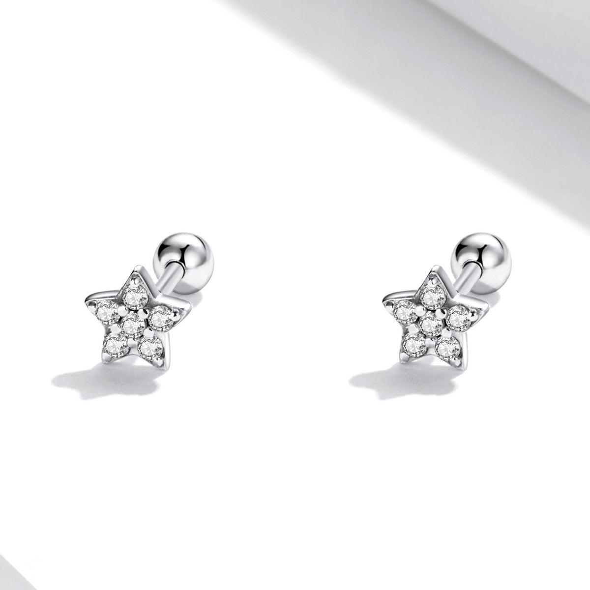 925 Sterling Silver Earrings with Pavé Setting CZ and Platinum Plating - 0.5cm for Women DestGlow