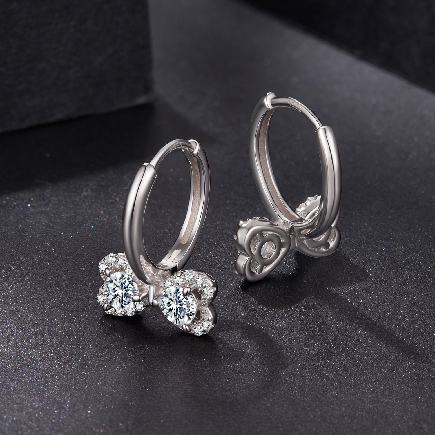 925 Sterling Silver Moissanite 0.20 Carat Earrings Plated White Gold for Women DestGlow
