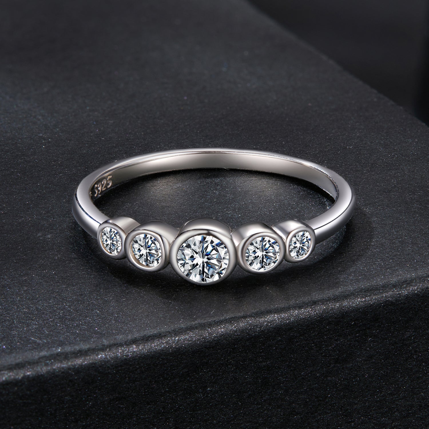 925 Sterling Silver Moissanite Ring Size 6, 0.20ct, Plated White Gold for Women DestGlow