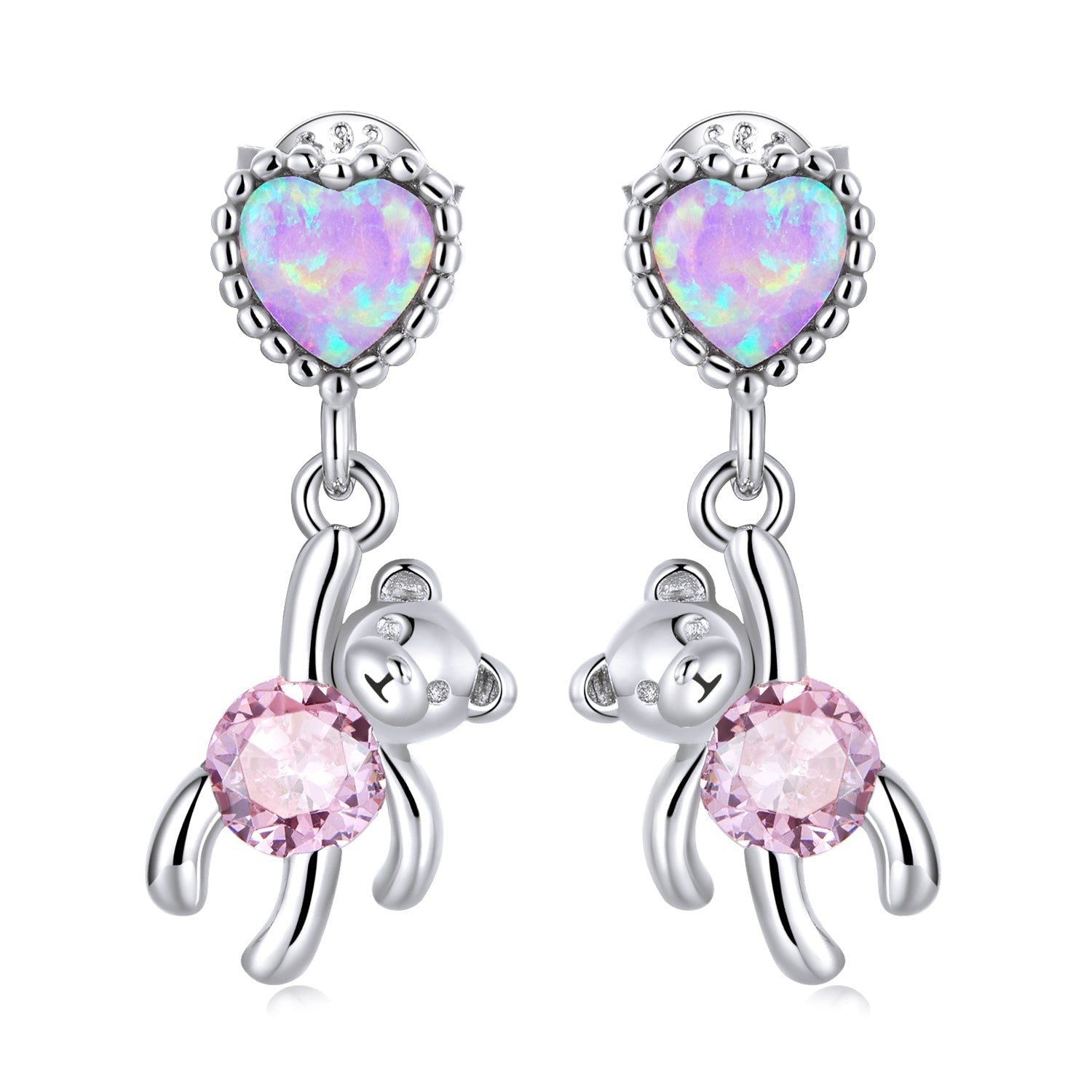 925 Sterling Silver Earrings with Translucent Opal and CZ for Women DestGlow