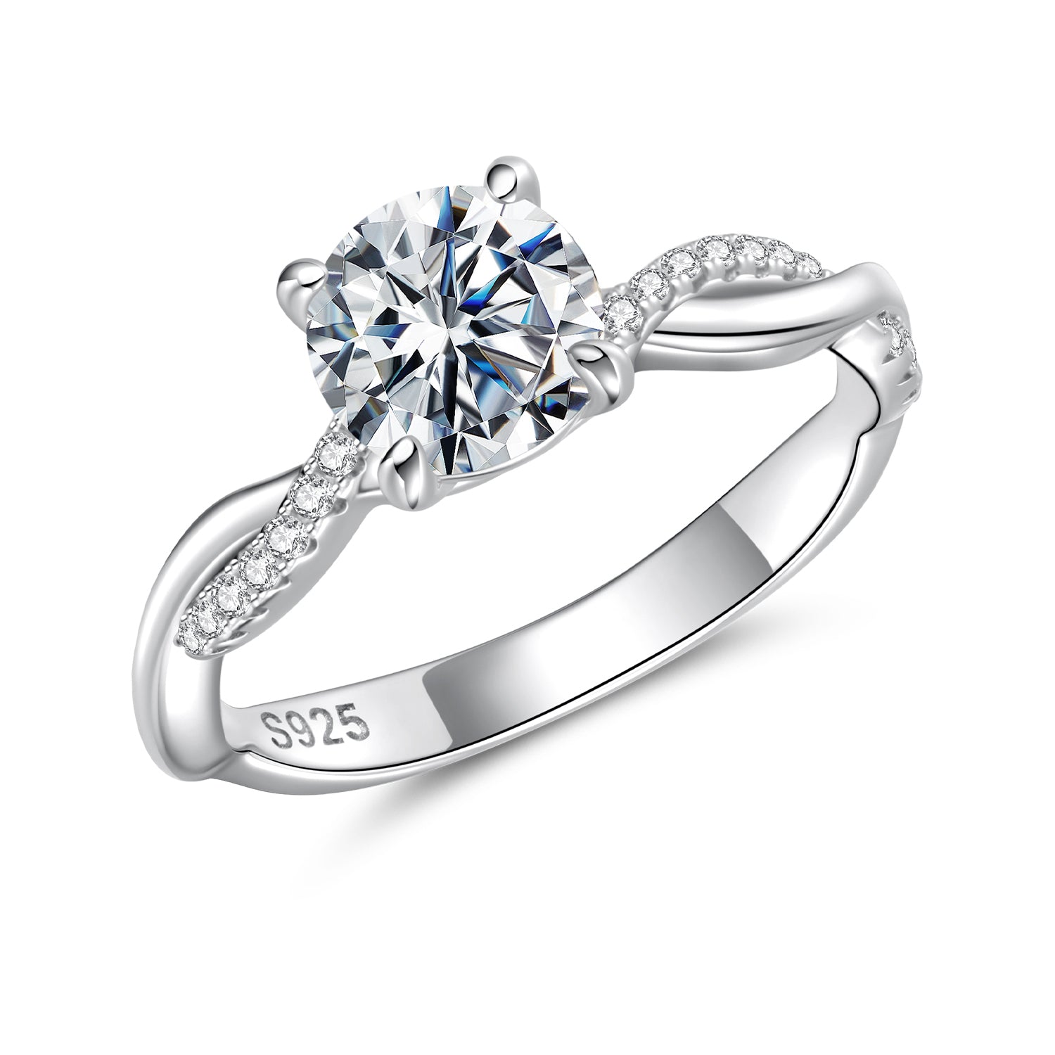 925 Sterling Silver Moissanite 0.65 Carat Ring Size 6 for Women DestGlow