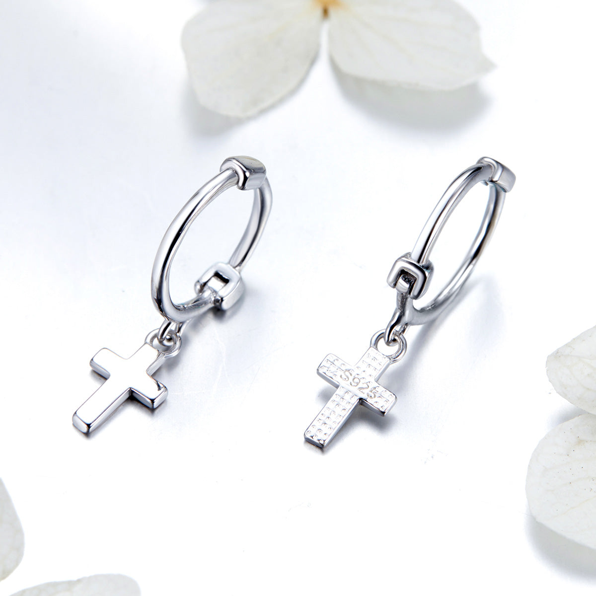 925 Sterling Silver Earrings Plated Platinum 1.9*0.5cm for Women DestGlow
