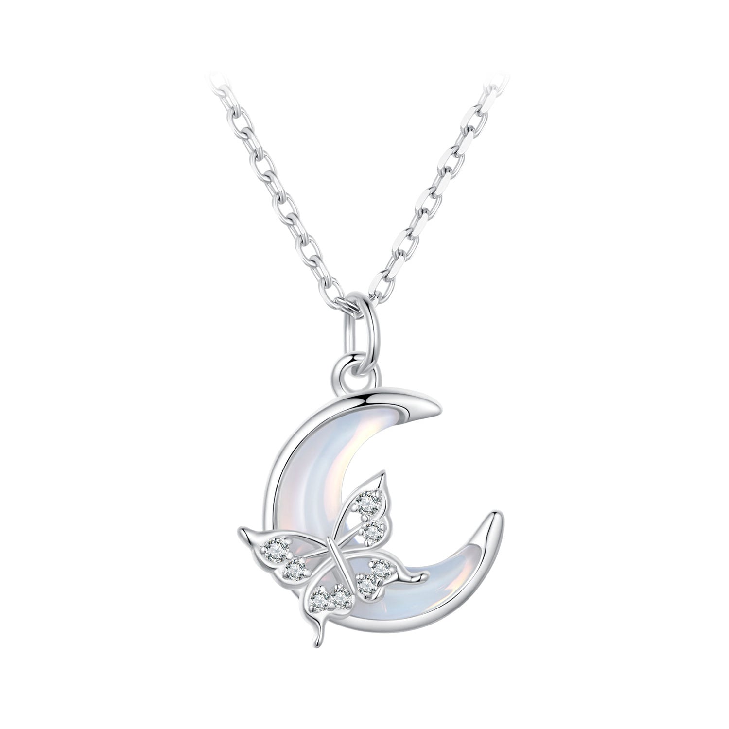 925 Sterling Silver Necklace with CZ and Resin Pendant DestGlow
