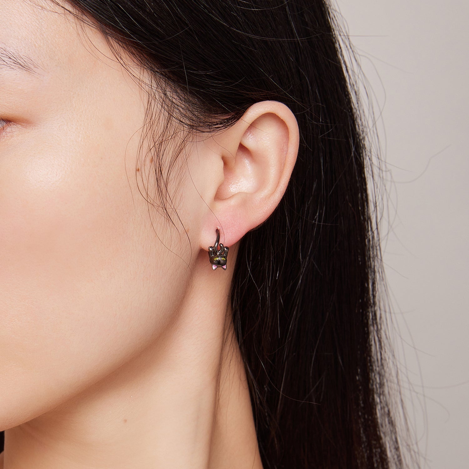 925 Sterling Silver Enamel Black Gold Earrings for Women DestGlow