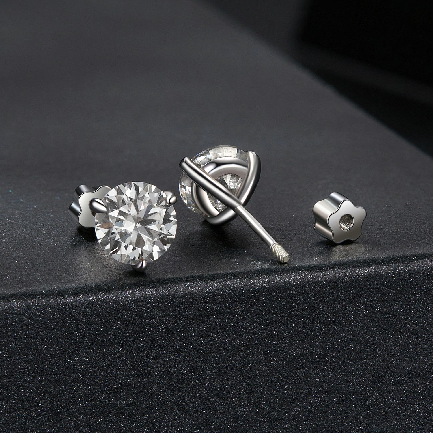925 Sterling Silver Moissanite Earring 0.7cm White Gold Plated for Women DestGlow