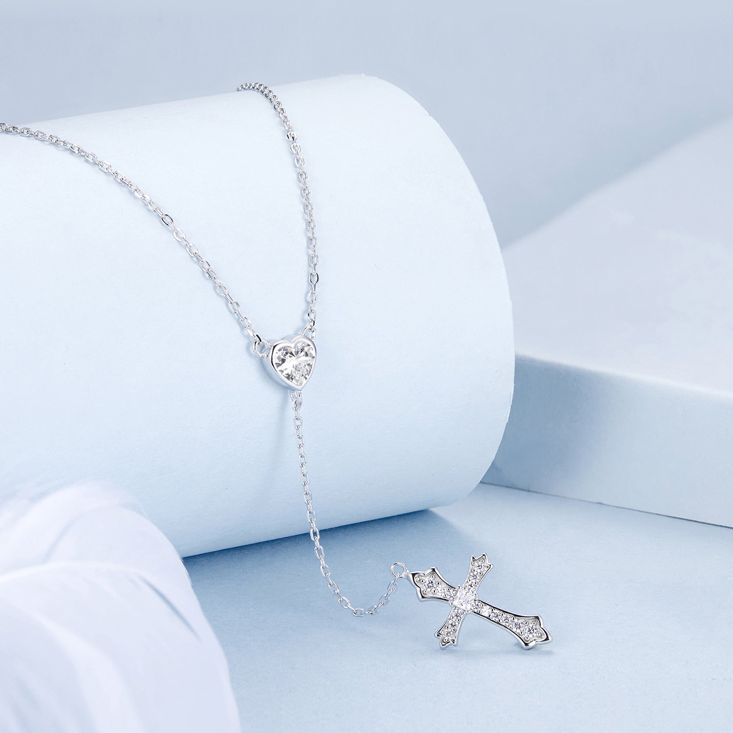 925 Sterling Silver White Gold Plated Necklace with CZ Pavé Setting for Women DestGlow