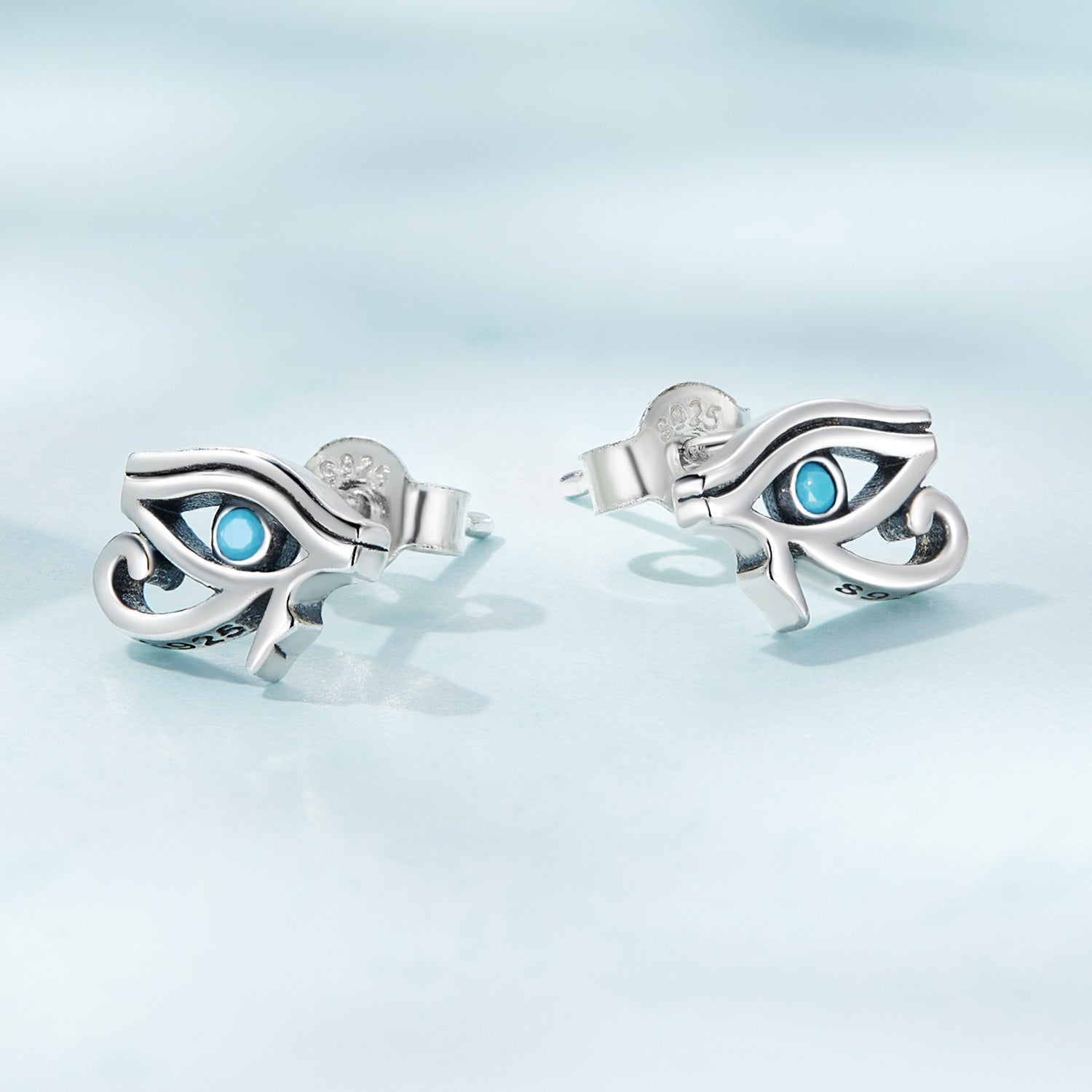 925 Sterling Silver Turquoise Earrings, 0.6*0.9cm, Oxidized Silver Finish for Women DestGlow