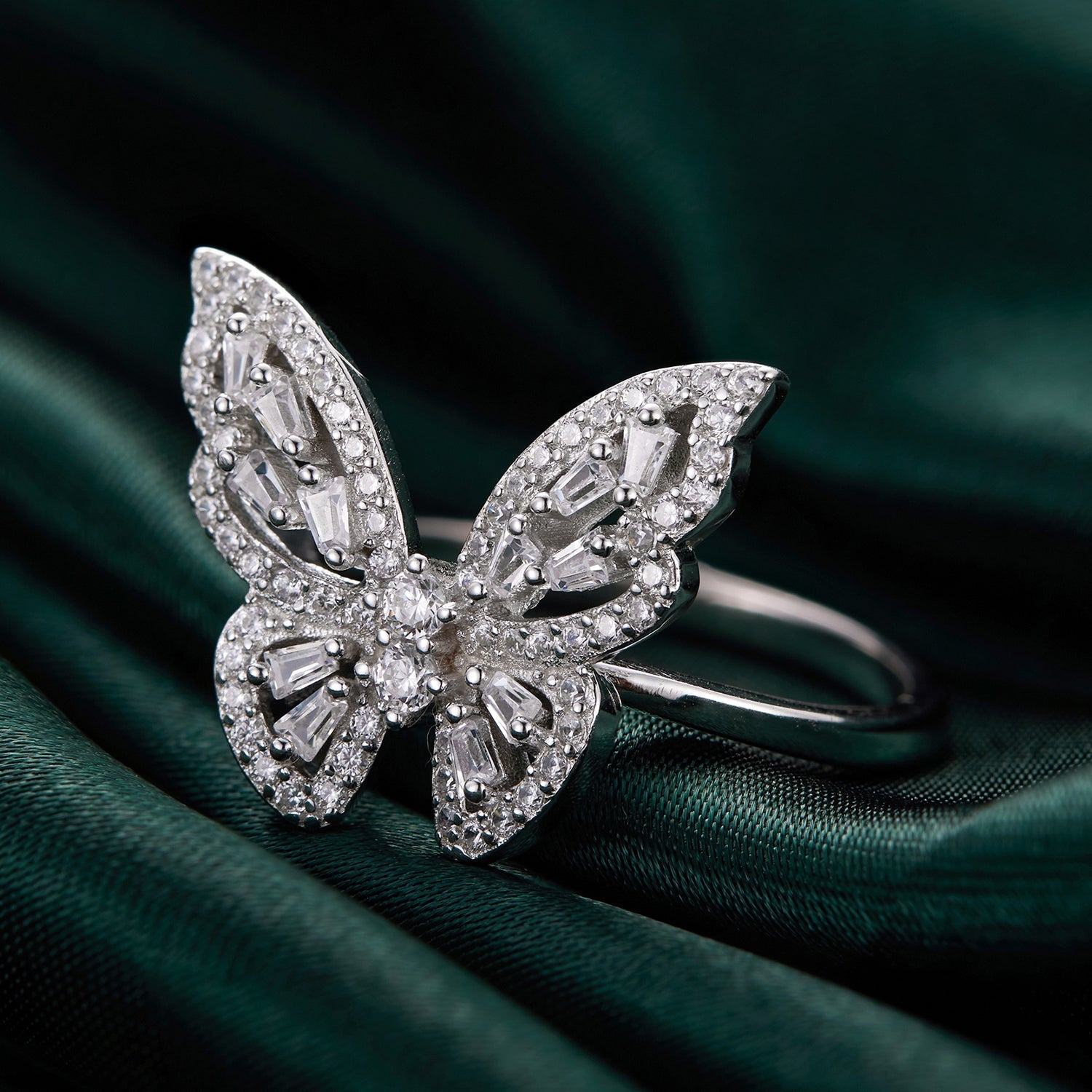 925 Sterling Silver White Gold Plated 1.9mm CZ Pavé Setting Ring Size 7 for Women DestGlow