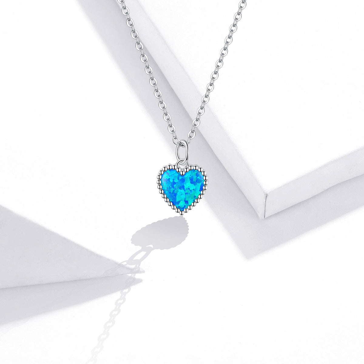 925 Sterling Silver Plated Translucent Opal Necklace 45cm for Women DestGlow