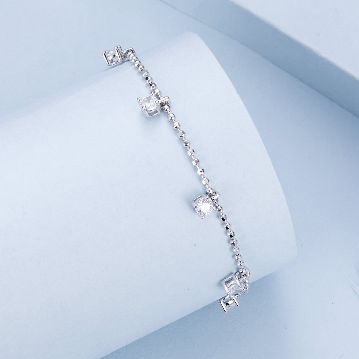 925 Sterling Silver Plated Platinum CZ Bracelet for Women DestGlow