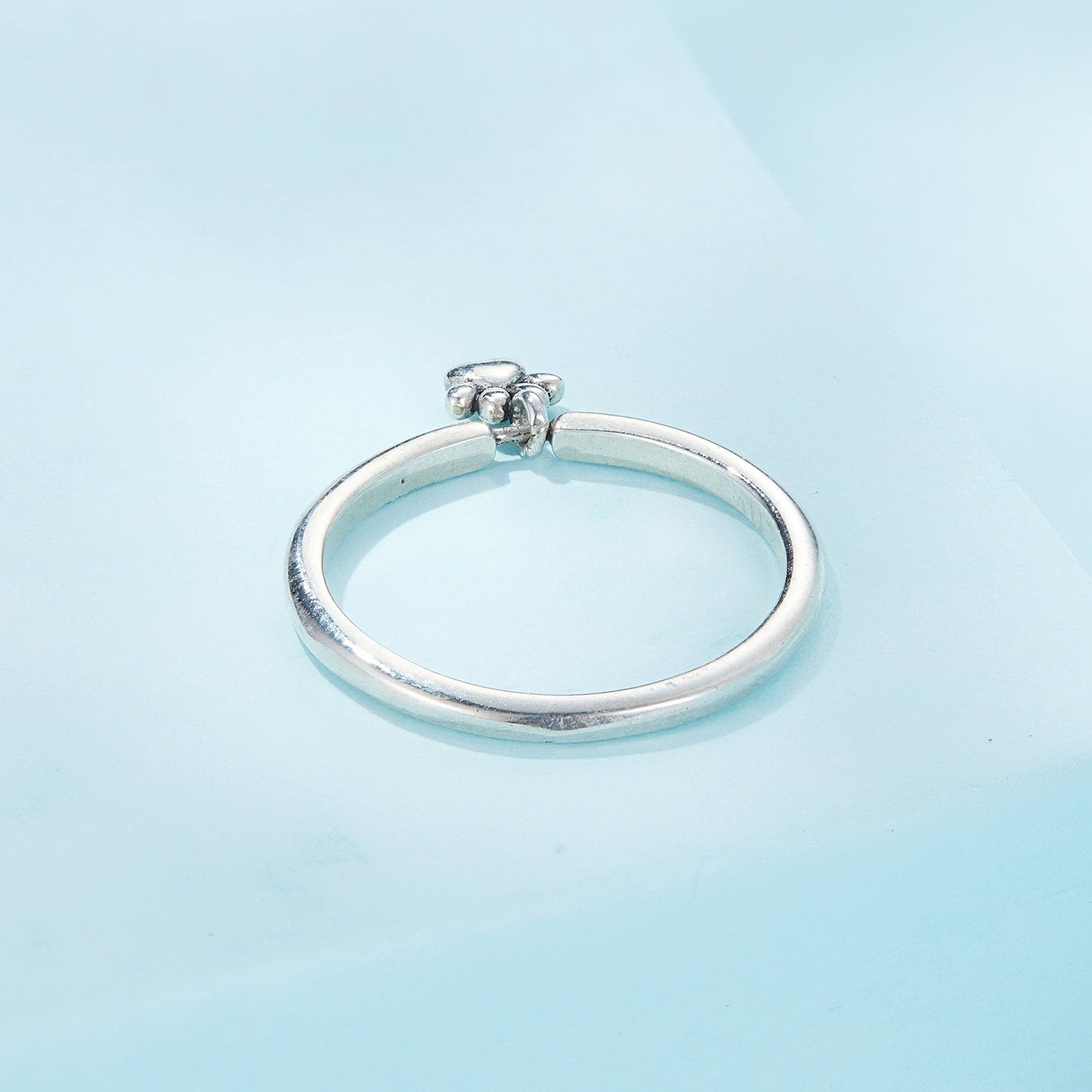 925 Sterling Silver Oxidized Round Paw Print Ring Size 6.0 for Women DestGlow