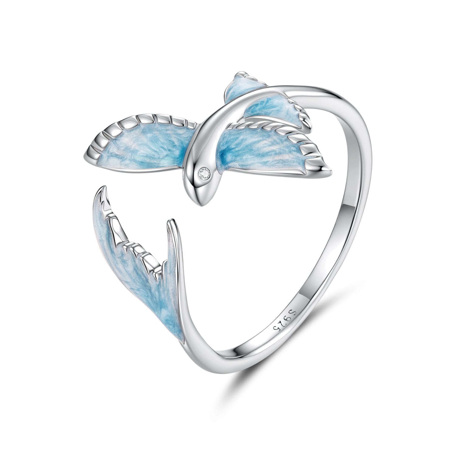 925 Sterling Silver White Enamel Pavé Set CZ Ring for Women DestGlow