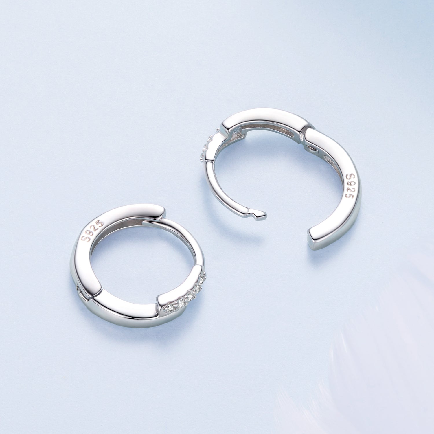 925 Sterling Silver Earrings with Pavé Setting CZ in White Gold for Women DestGlow