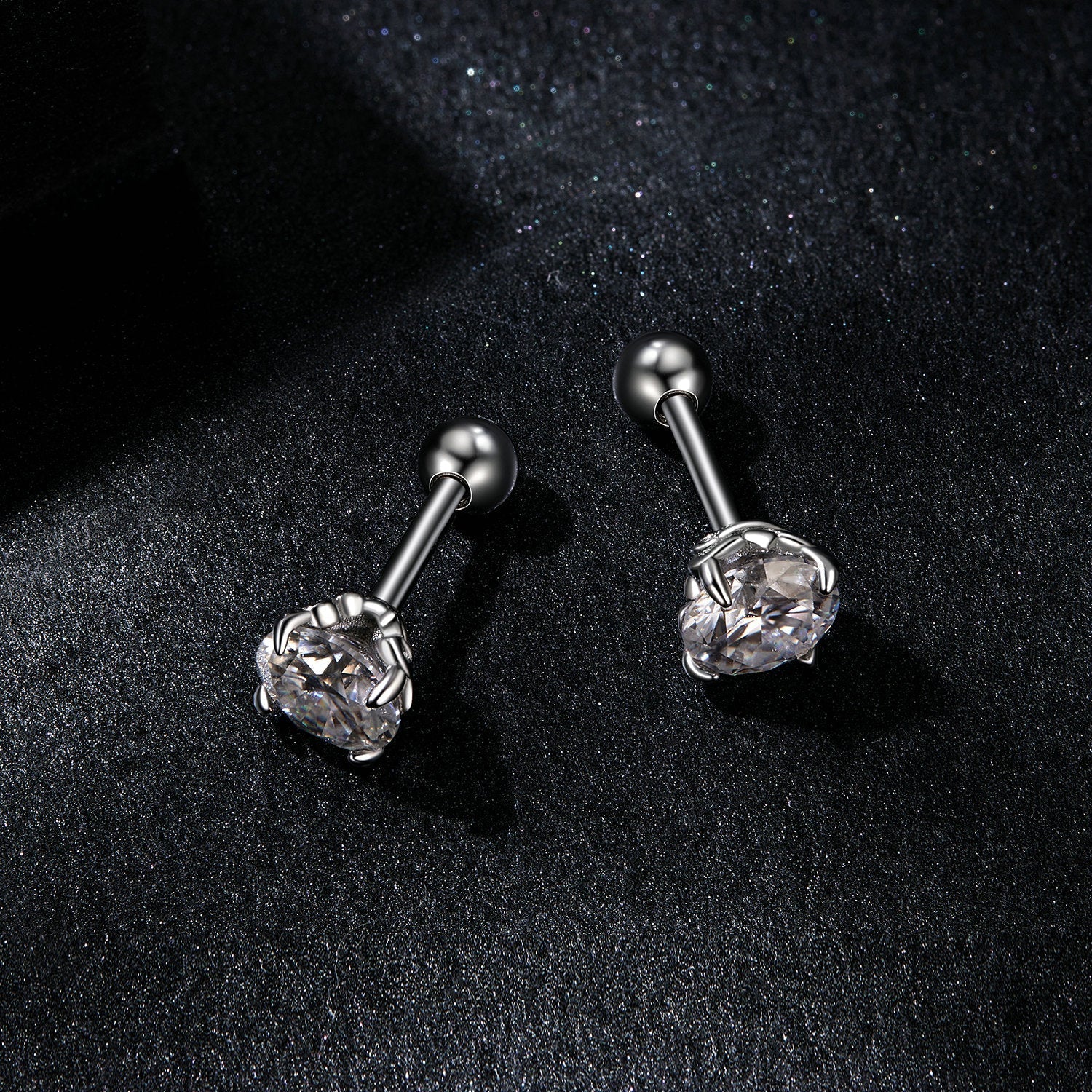 925 Sterling Silver 5mm Moissanite Earrings with White Gold Plating for Women DestGlow