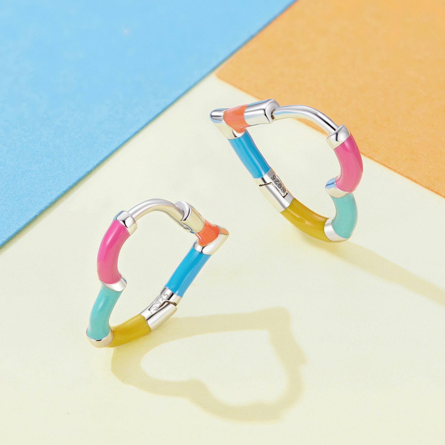 925 Sterling Silver Enamel Plated Earrings 14*2mm for Women DestGlow