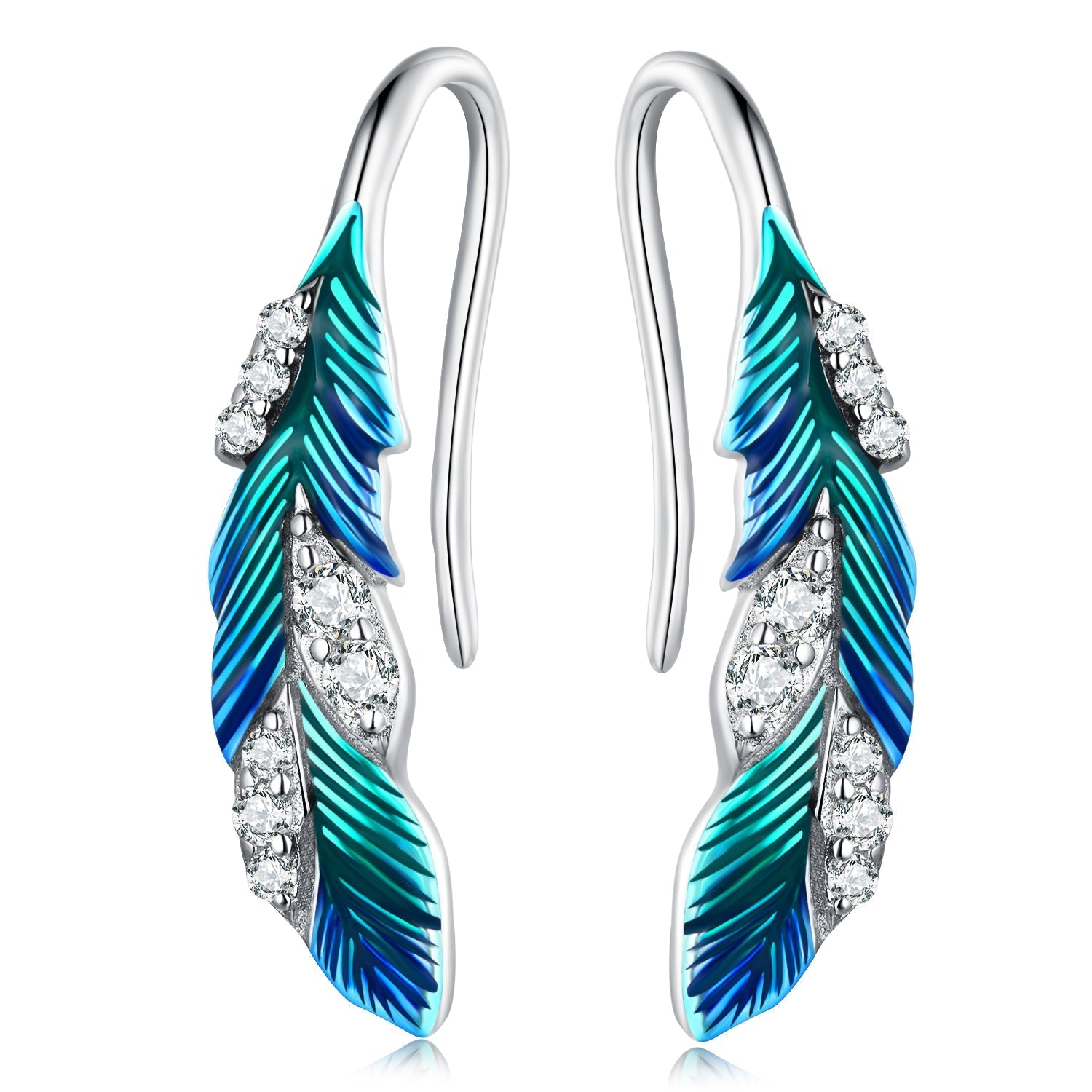 925 Sterling Silver Enamel Finish Pavé CZ Earrings for Women DestGlow