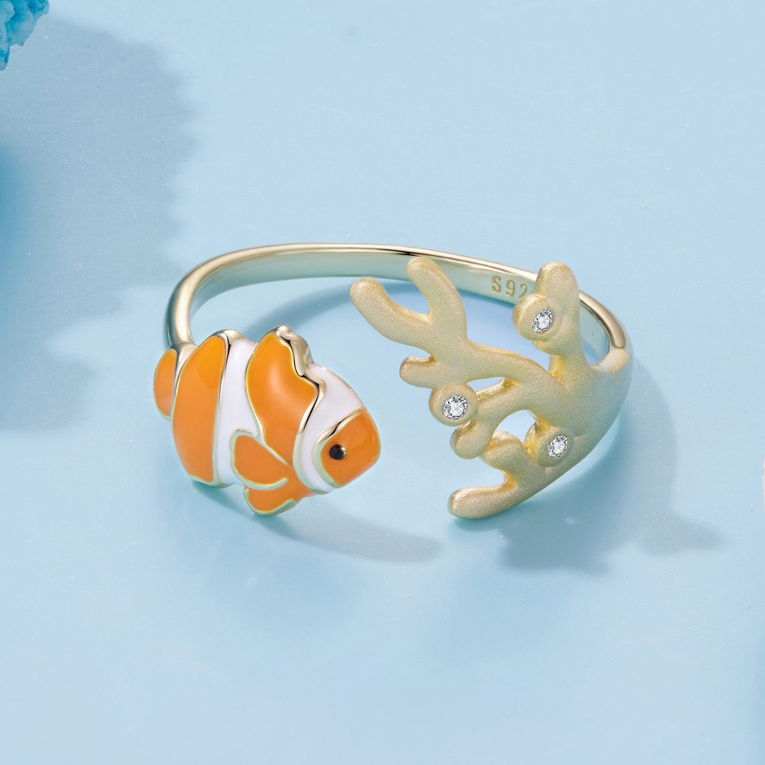 925 Sterling Silver Enamel Gold-Plated Ring for Women DestGlow