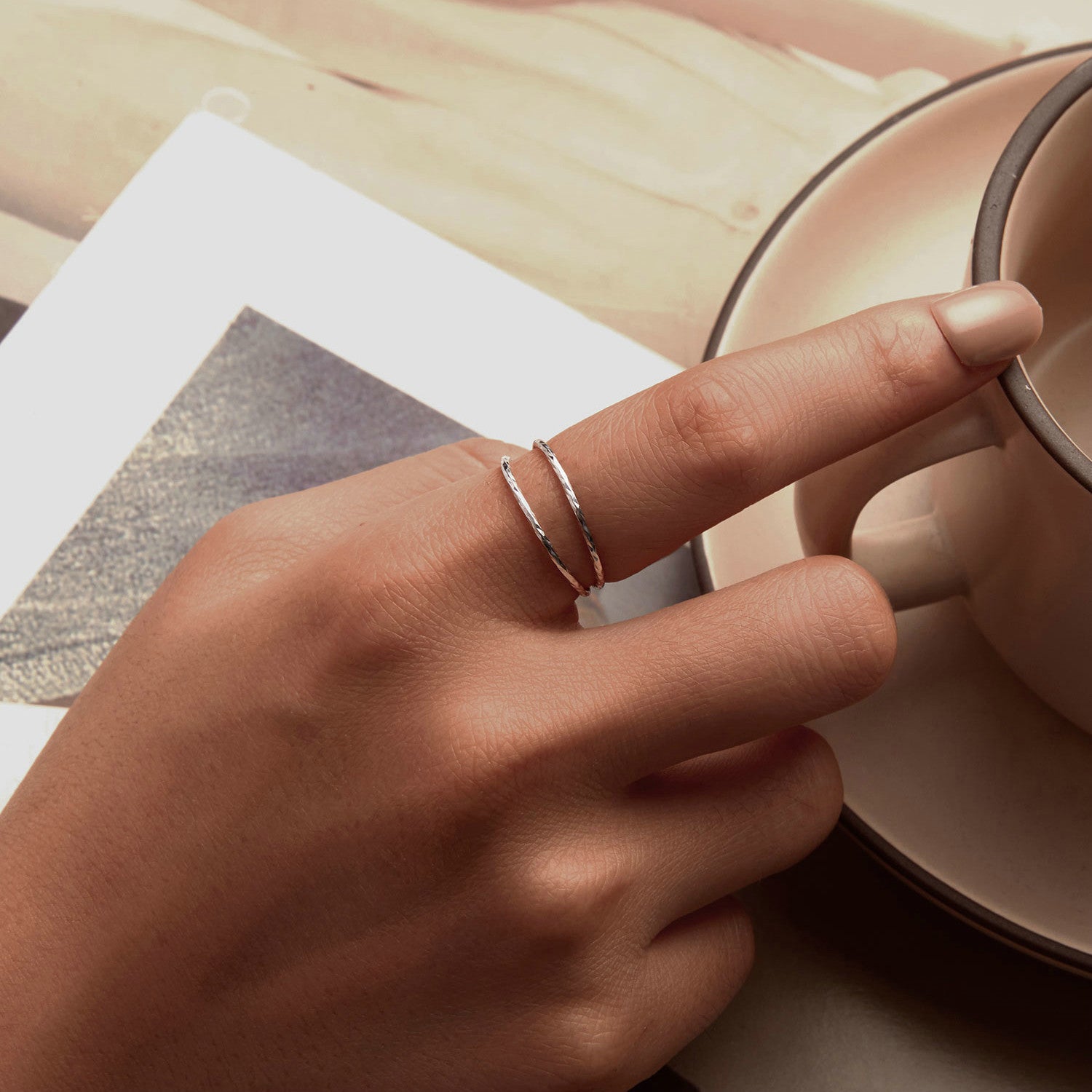925 Sterling Silver & White Gold Plated Ring for Women - Stylish Width 2.3-6.3mm DestGlow