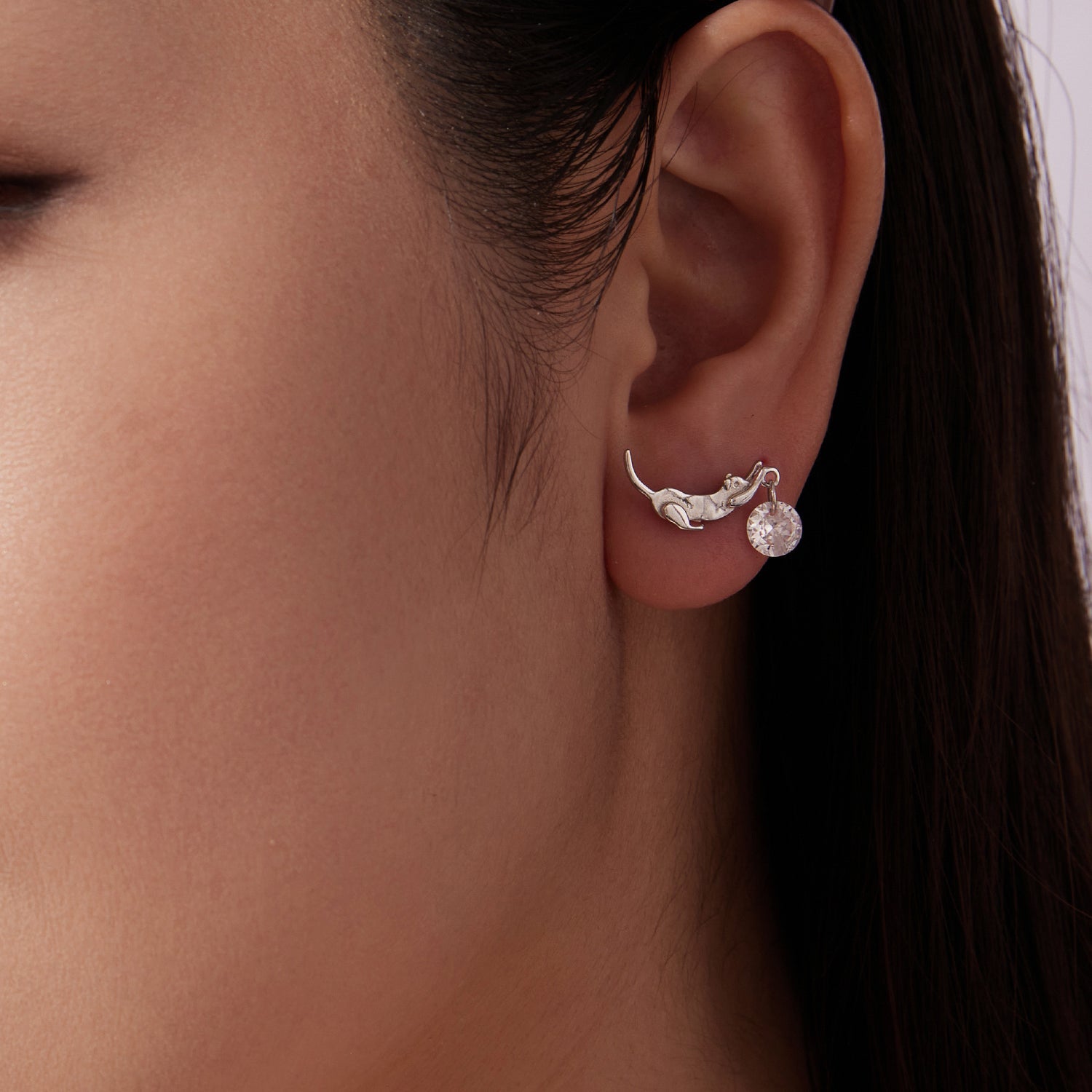 925 Sterling Silver White Gold Plated CZ Earrings 1.6x1.7cm for Women DestGlow