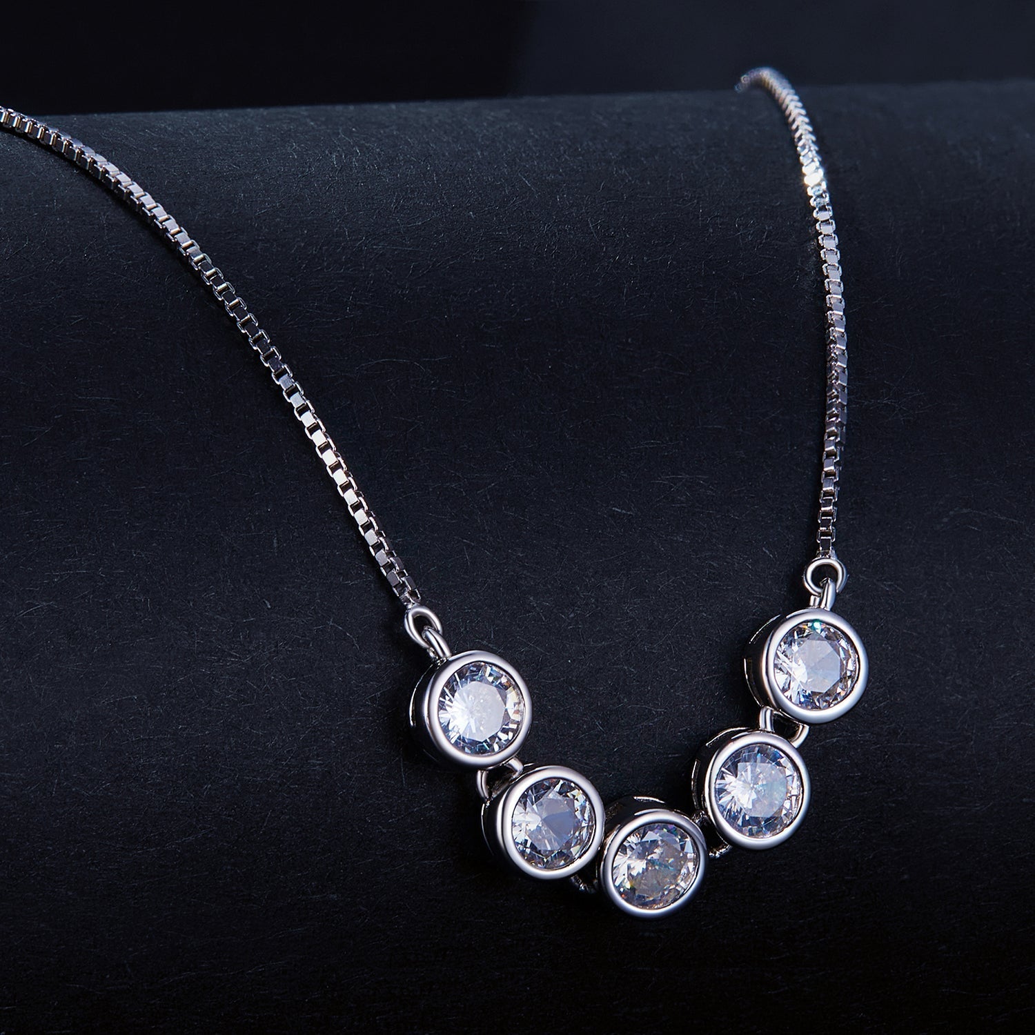 925 Sterling Silver 4mm Moissanite Plated Platinum Necklace for Women DestGlow