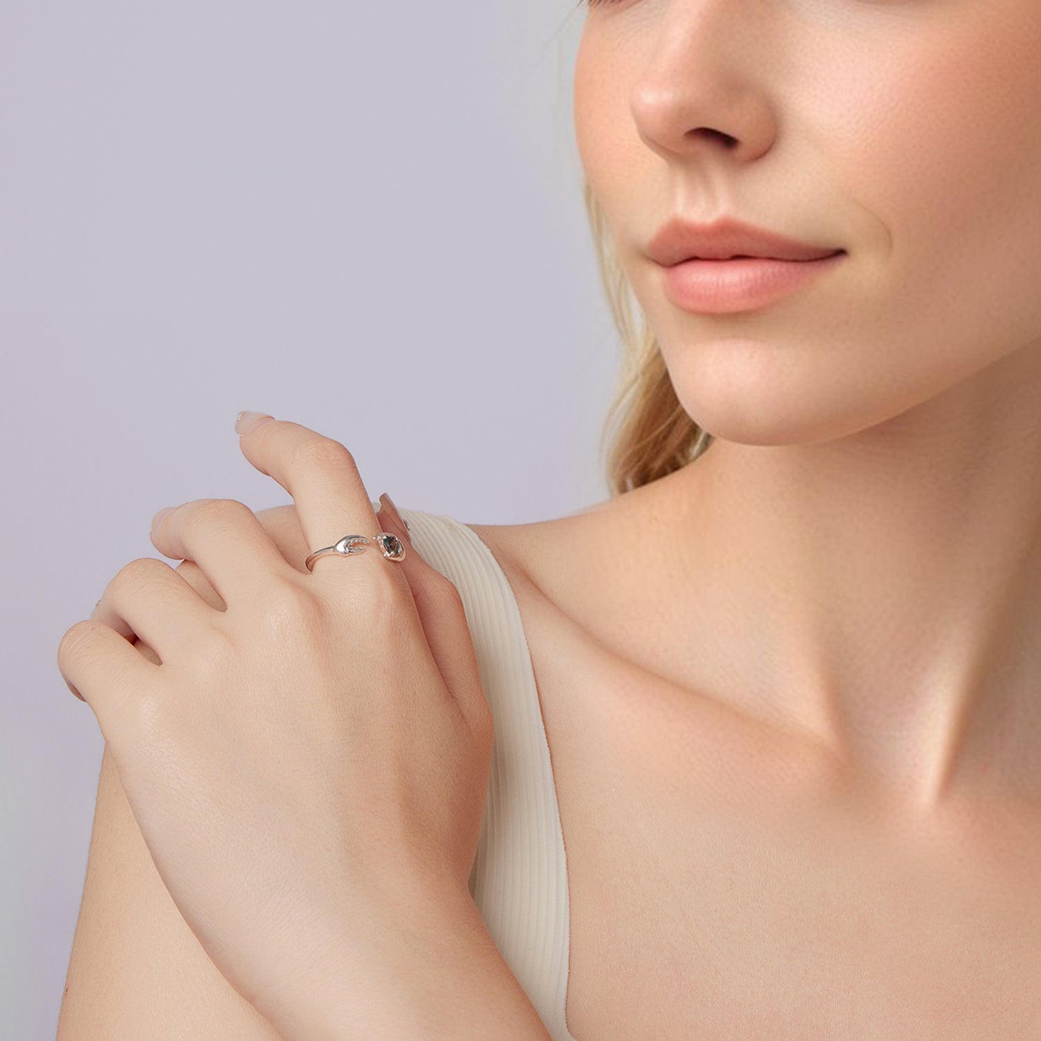 925 Sterling Silver Transparent Glass Oxidized Silver Ring for Women DestGlow