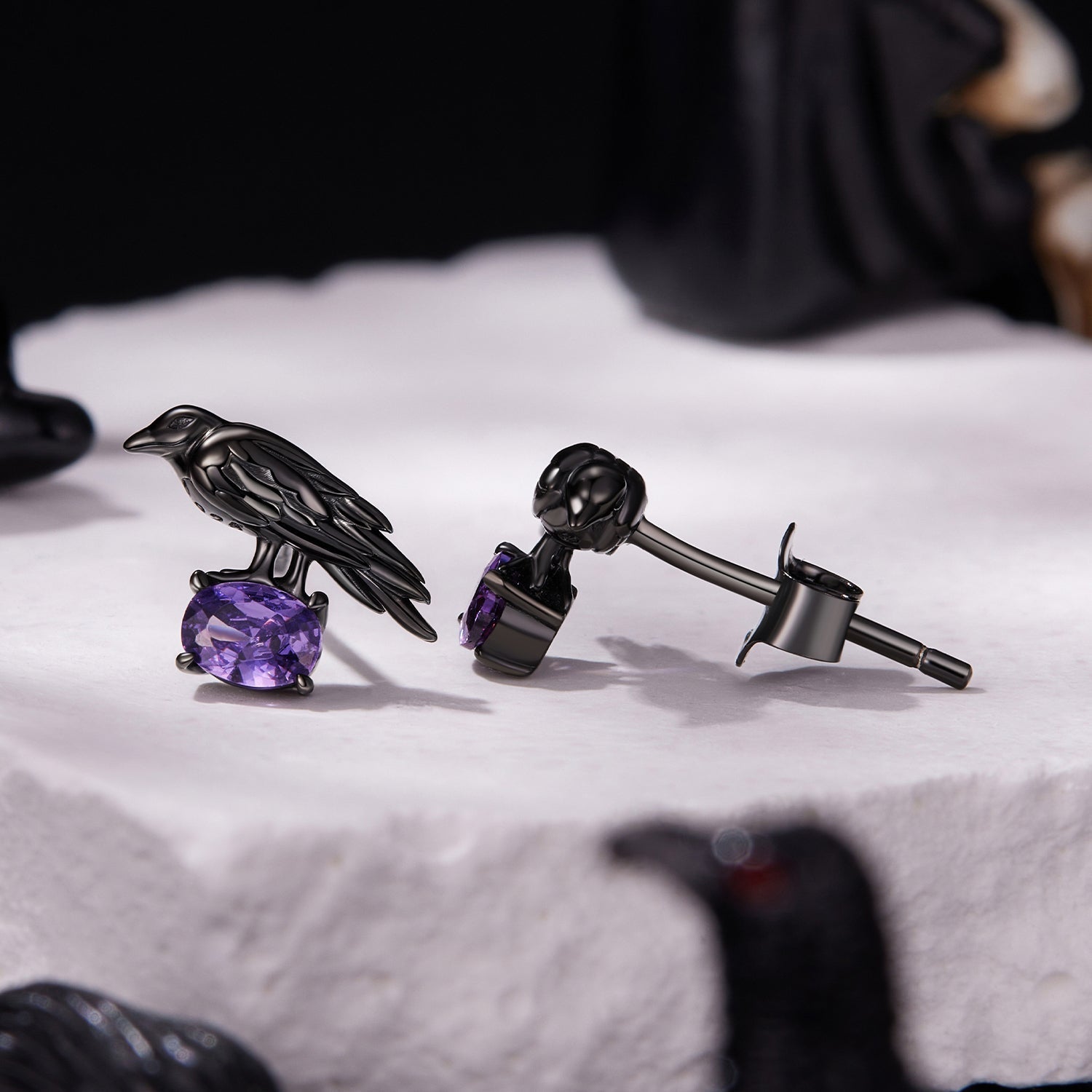 925 Sterling Silver Earrings with Pavé Setting CZ in Black Gold - Size 0.8*1.1cm for Women DestGlow