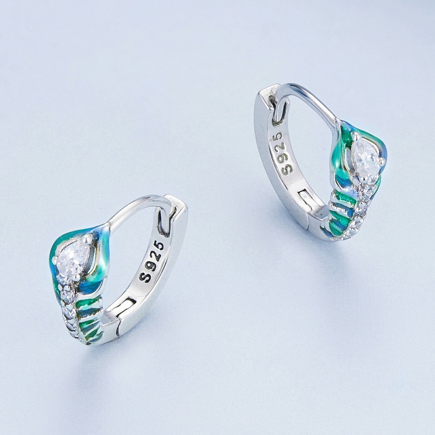 925 Sterling Silver Enamel Oxidized Earrings with Pavé Setting for Women DestGlow