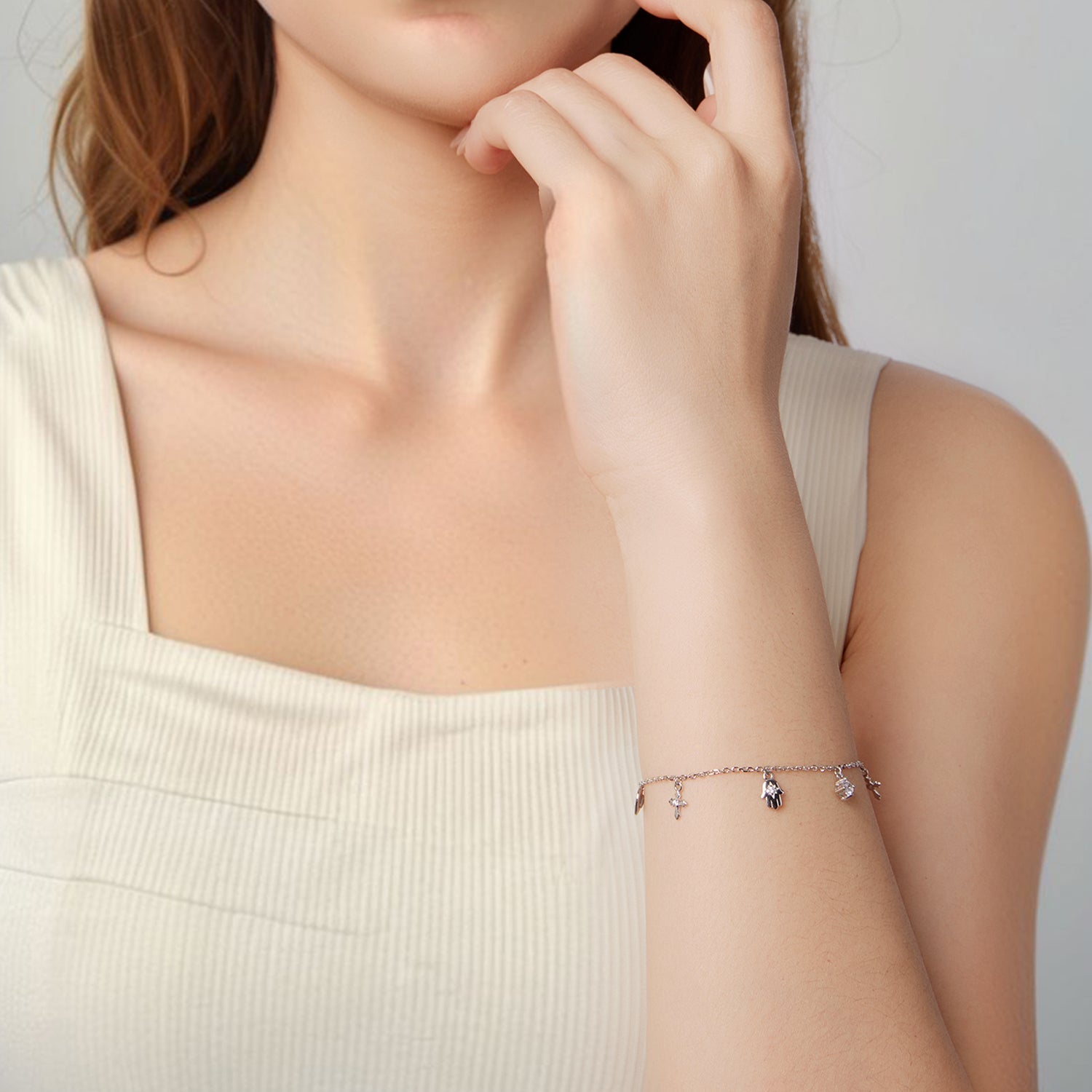 925 Sterling Silver Bracelet with Plated White Gold and Pavé Setting CZ DestGlow