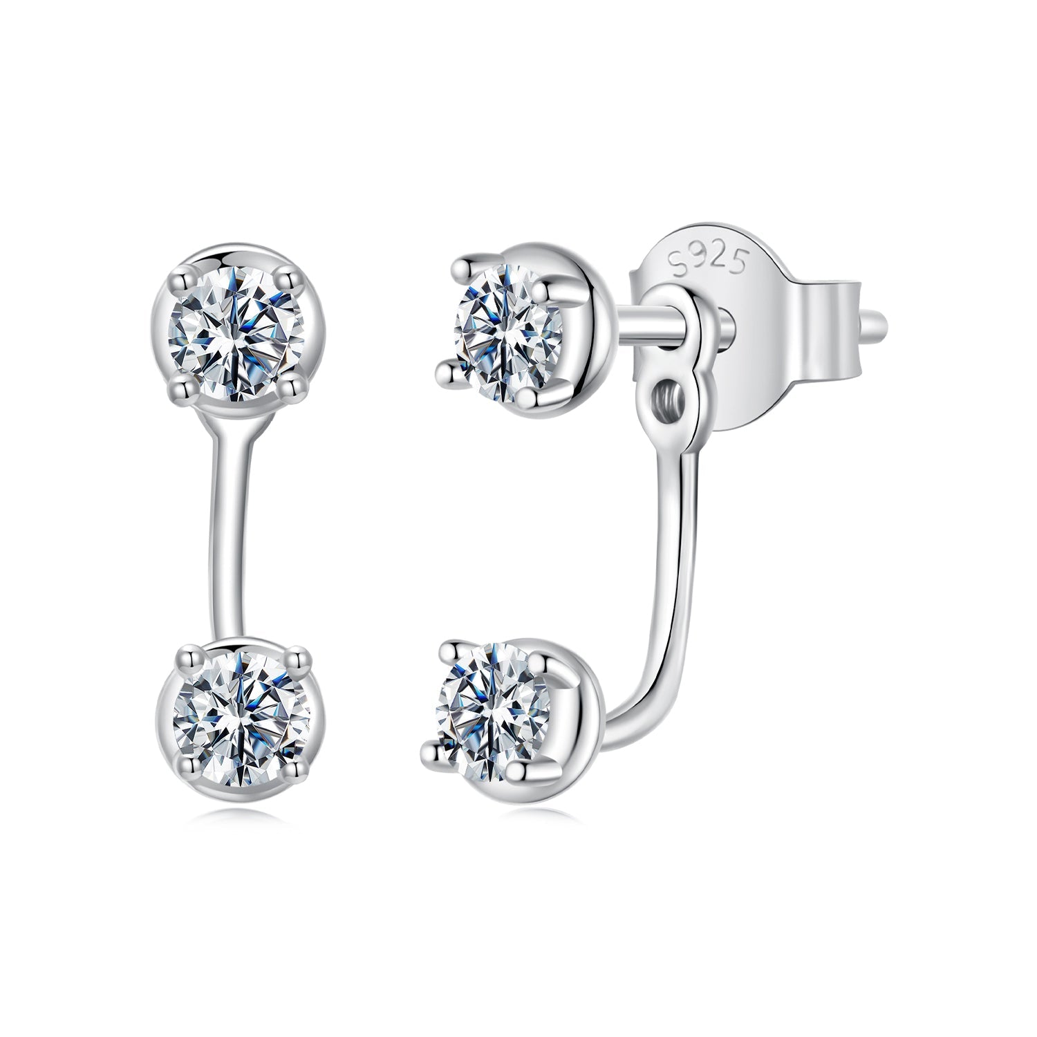 925 Sterling Silver White Gold Plated Moissanite Earrings 0.1 Carat for Women DestGlow