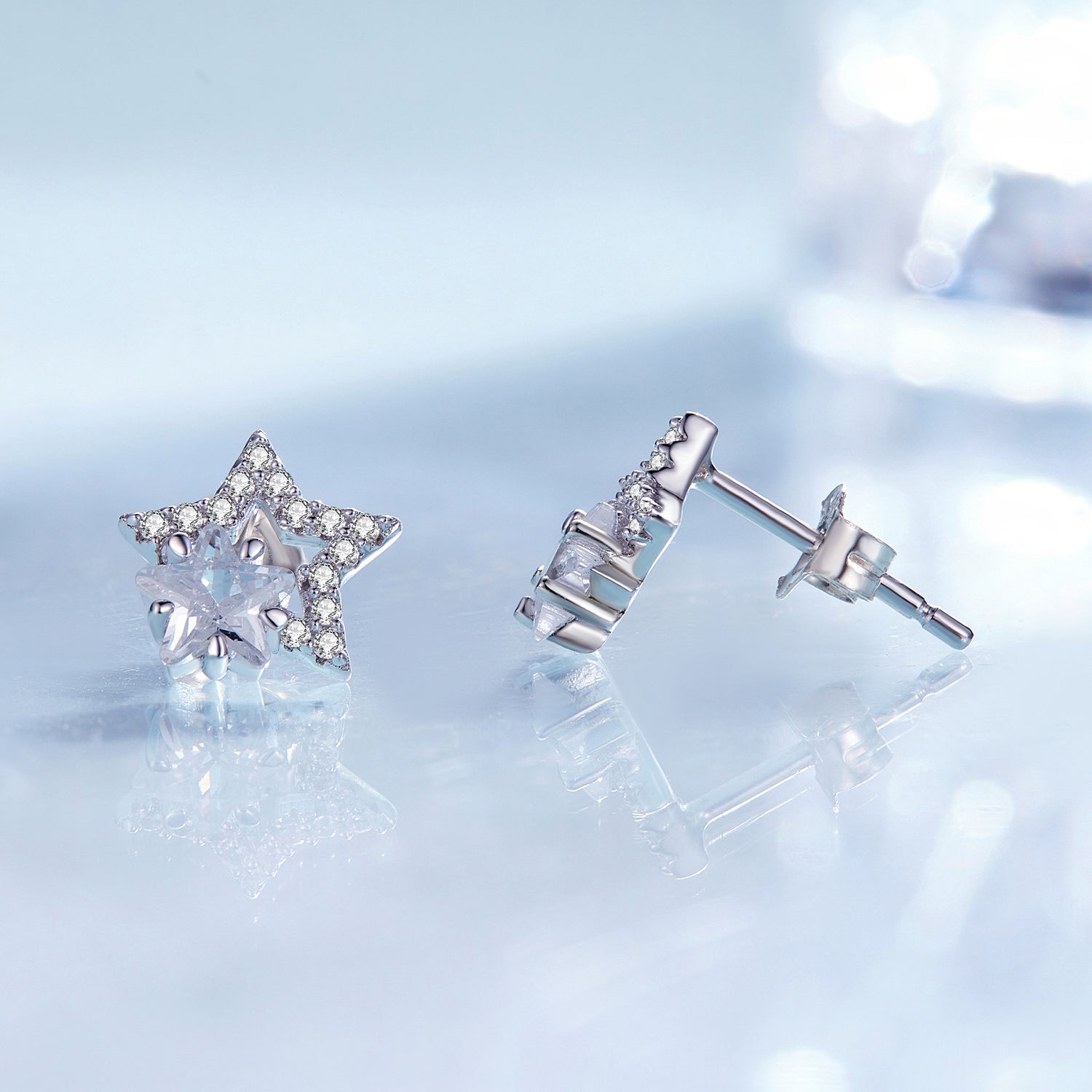 925 Sterling Silver Earrings 9x9mm with Pavé Setting CZ for Women DestGlow