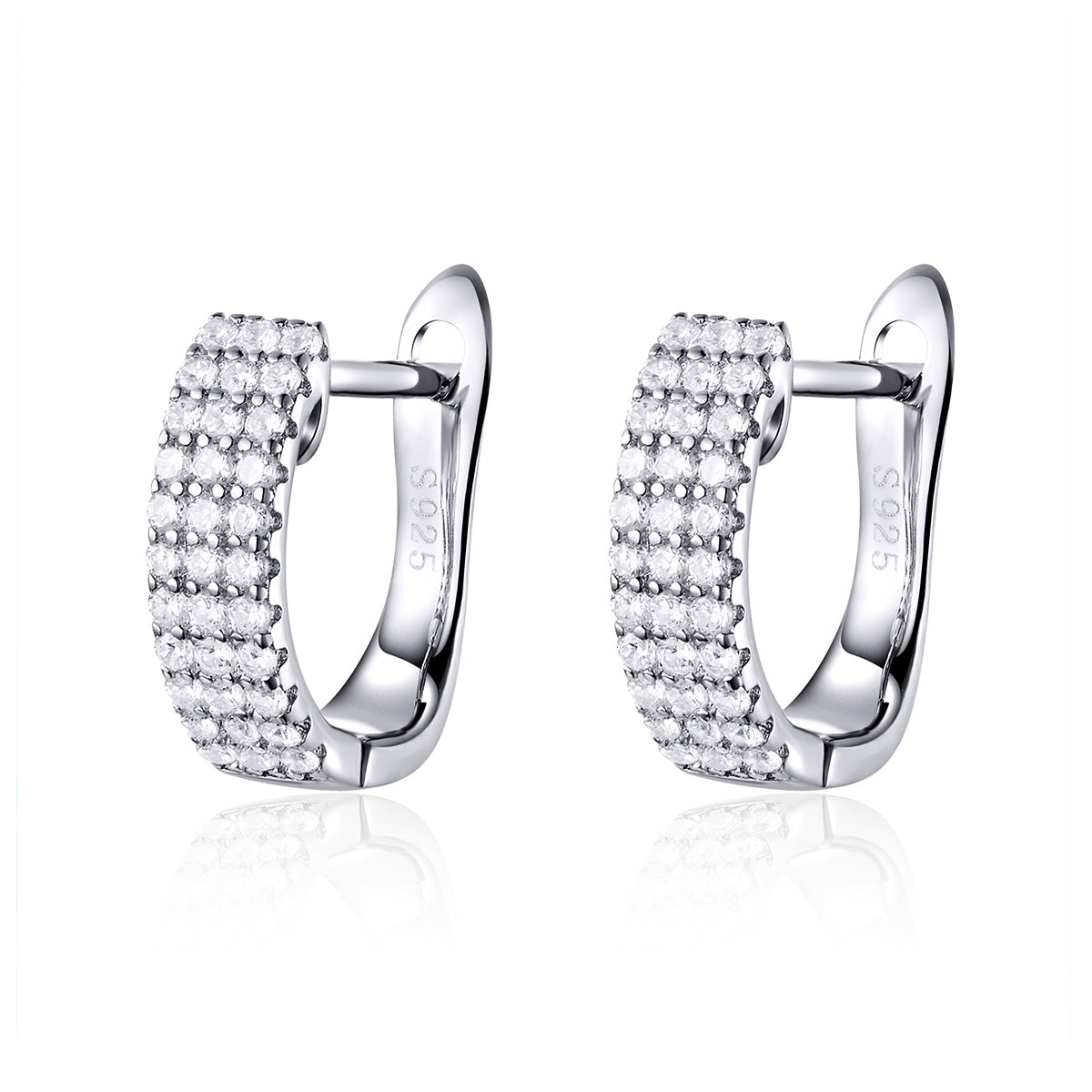 925 Sterling Silver Earrings with Pavé Setting CZ 1.3*0.4cm DestGlow