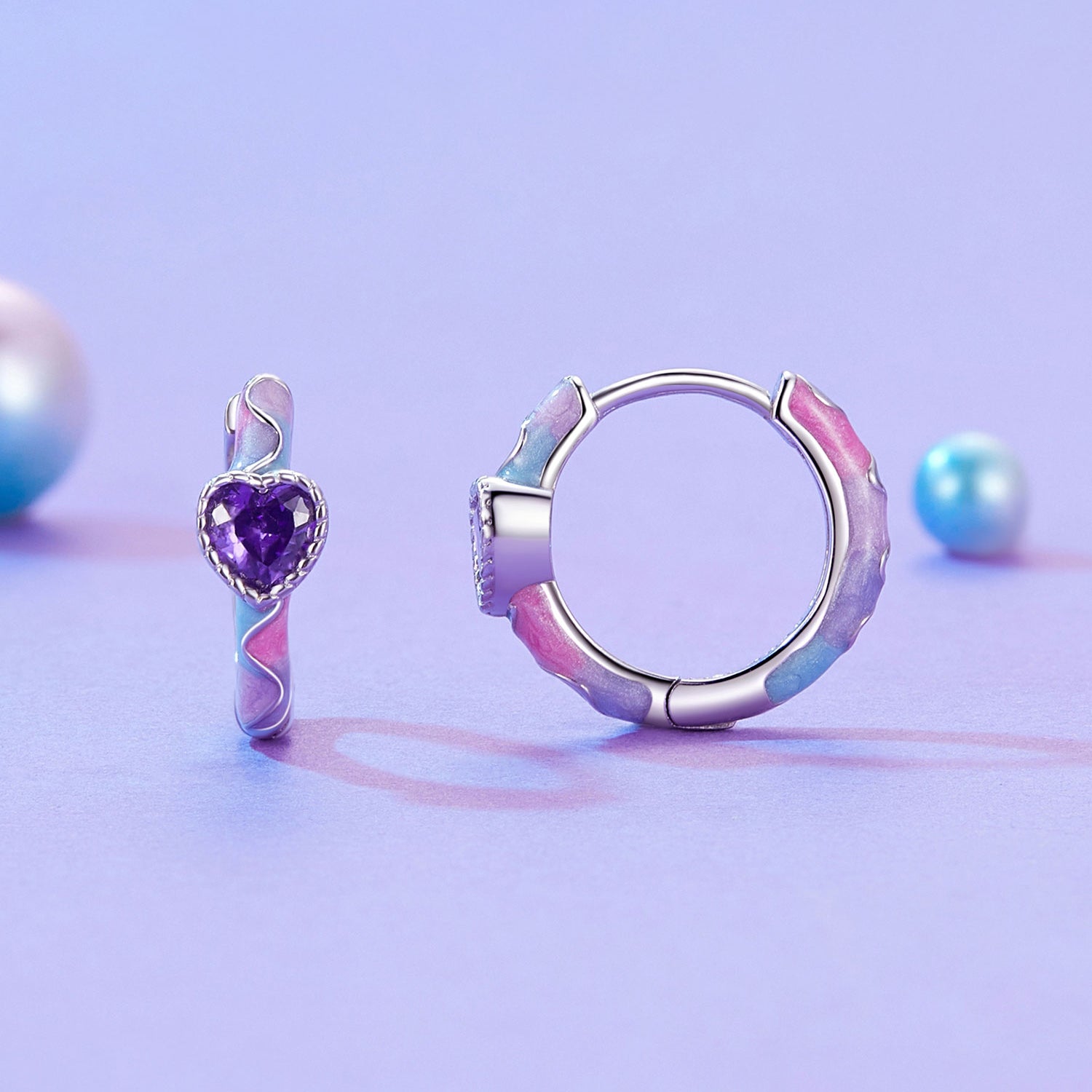 925 Sterling Silver Enamel Pavé Setting CZ Earrings for Women DestGlow