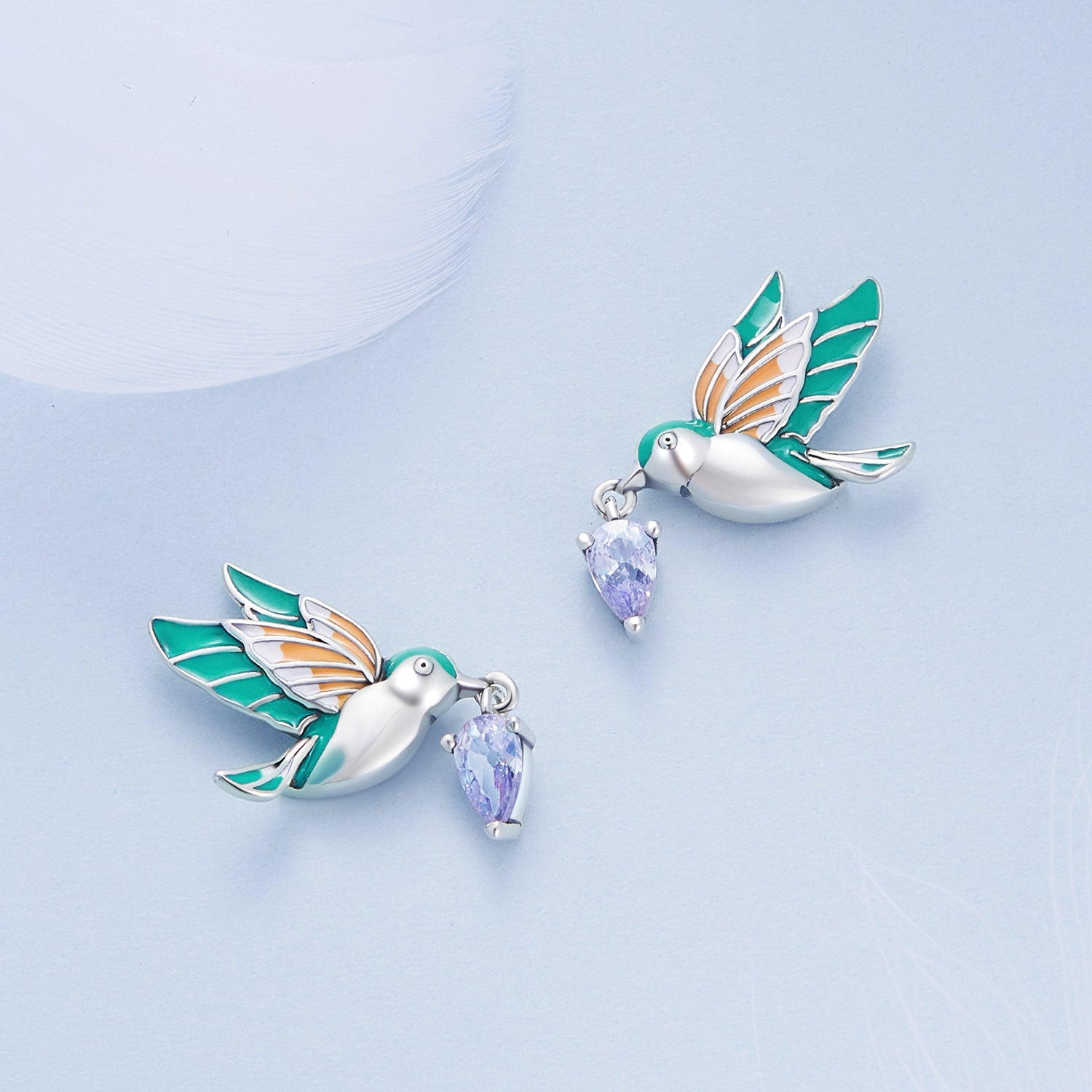 925 Sterling Silver Enamel Pavé Setting CZ Earrings DestGlow