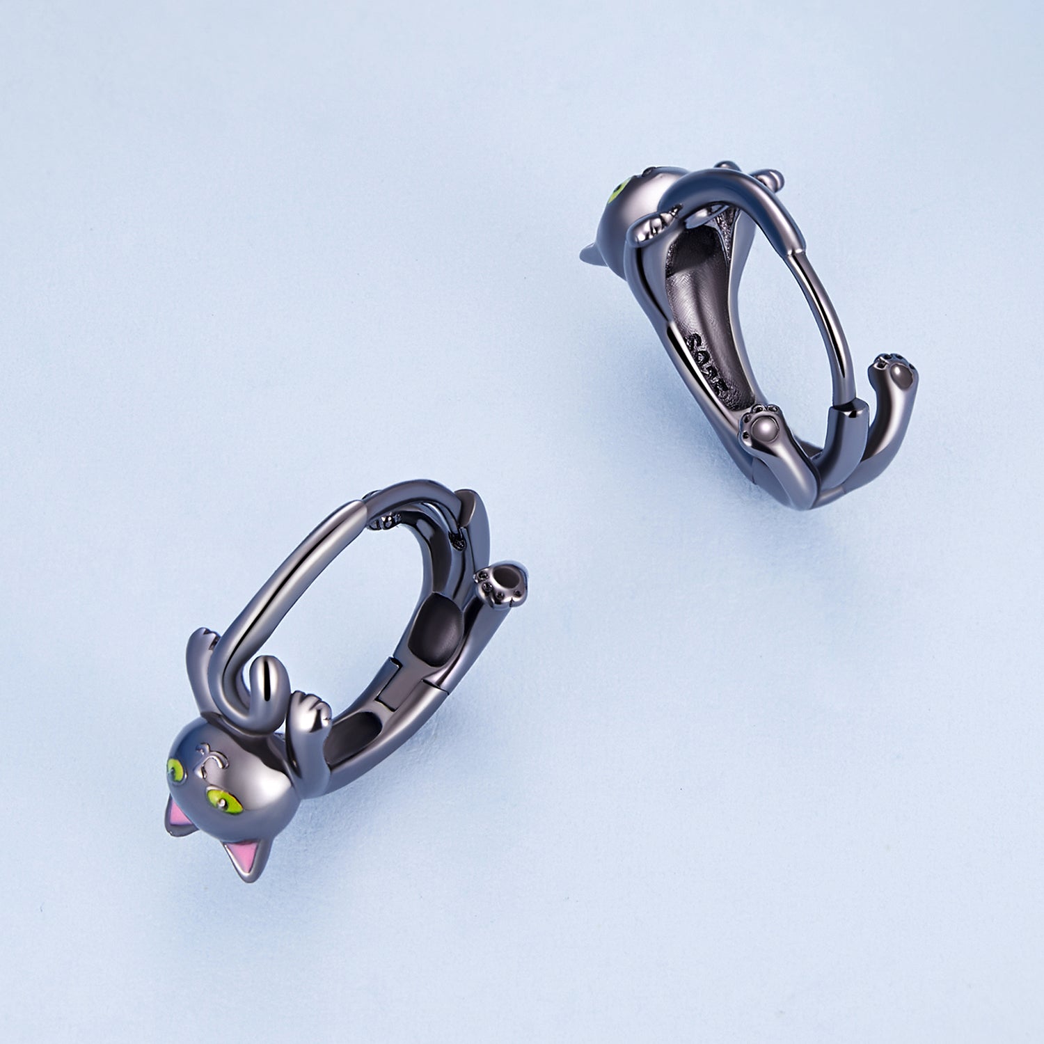 925 Sterling Silver Enamel Black Gold Earrings for Women DestGlow