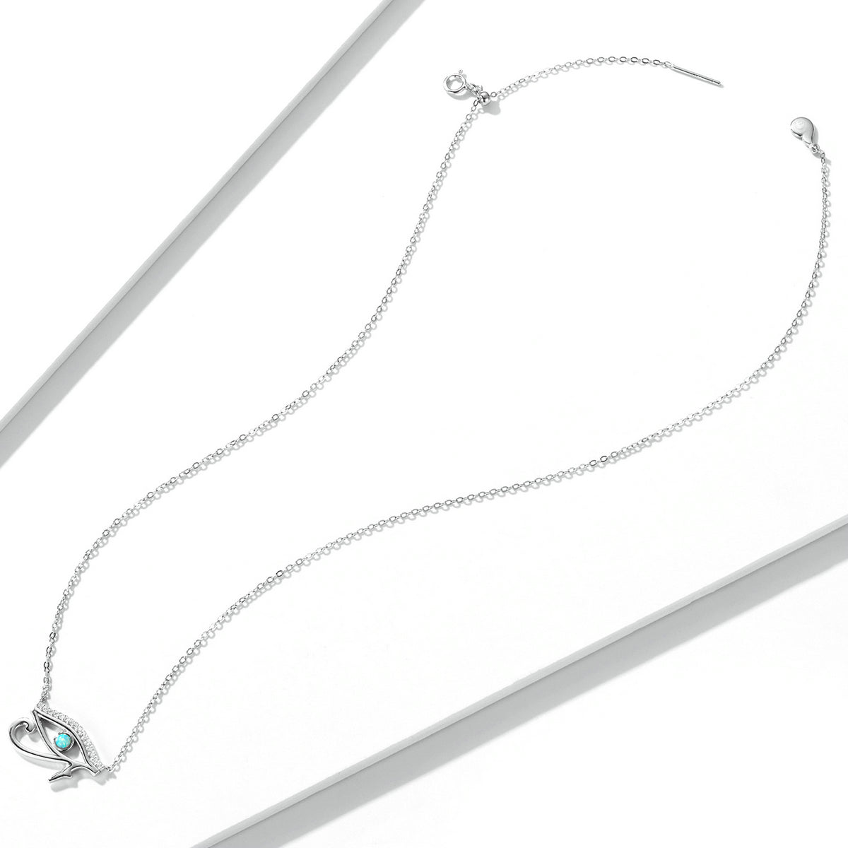 925 Sterling Silver Opal Necklace with CZ and Platinum Plating, Adjustable Length 45cm, Women’s Jewelry DestGlow