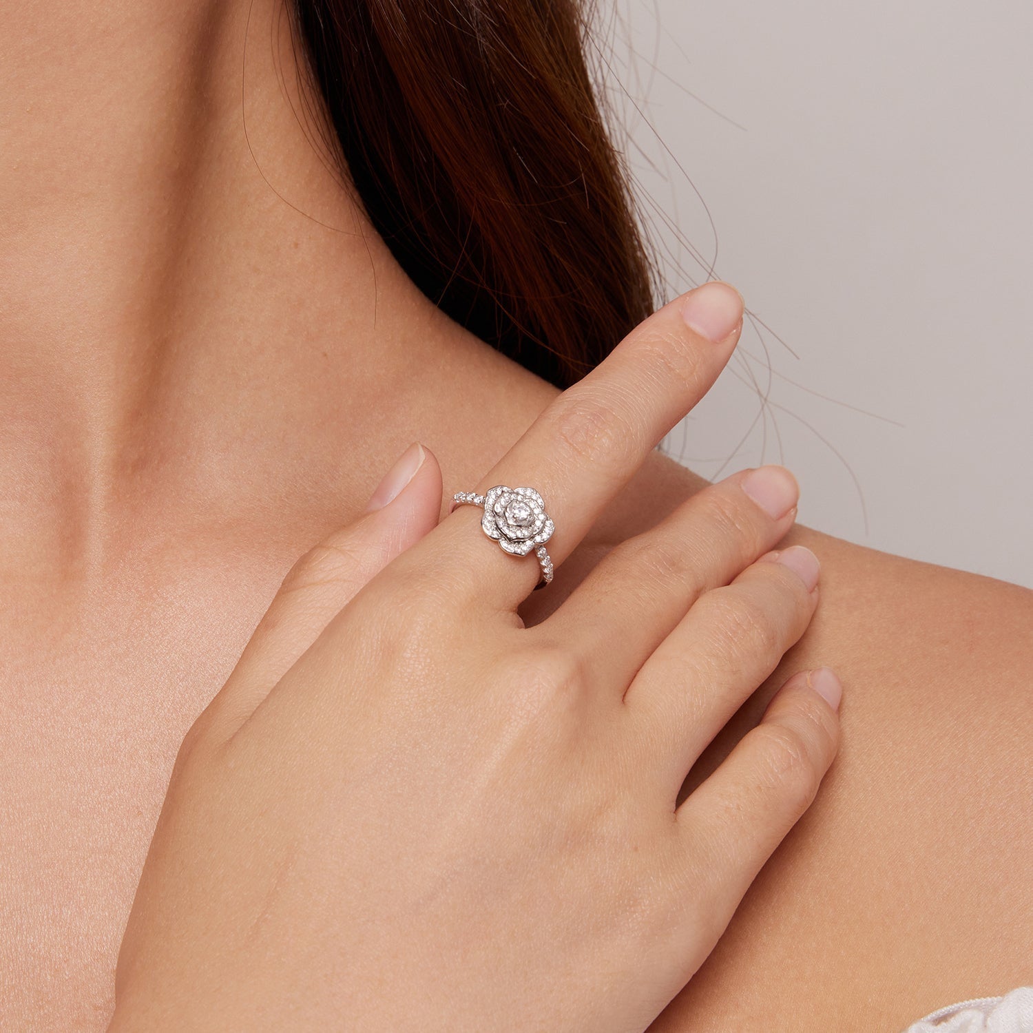 925 Sterling Silver Pavé Set CZ Platinum Plated Ring Size 6 for Women DestGlow