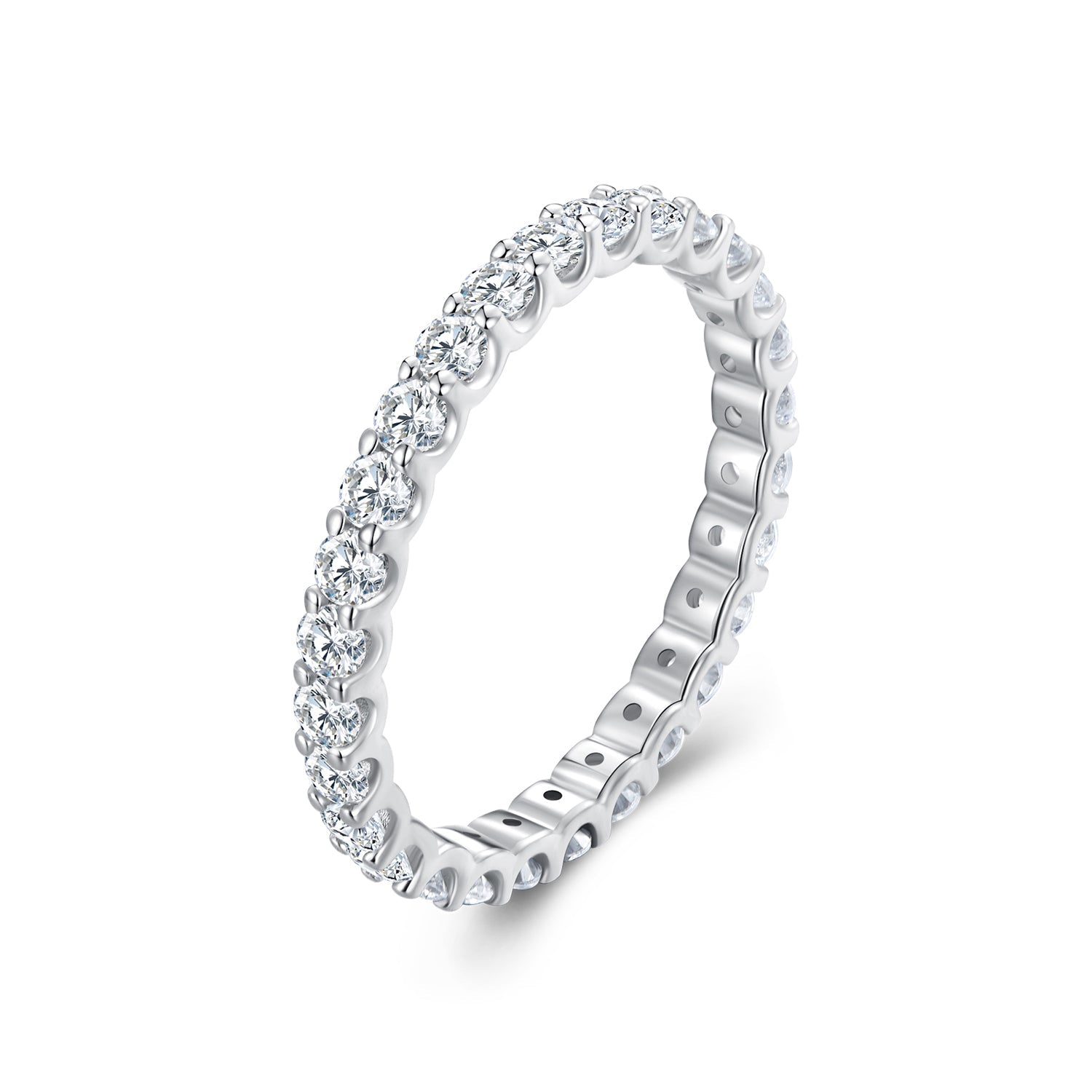 S925 Sterling Silver 2.0mm Moissanite Ring Size 9 for Women DestGlow