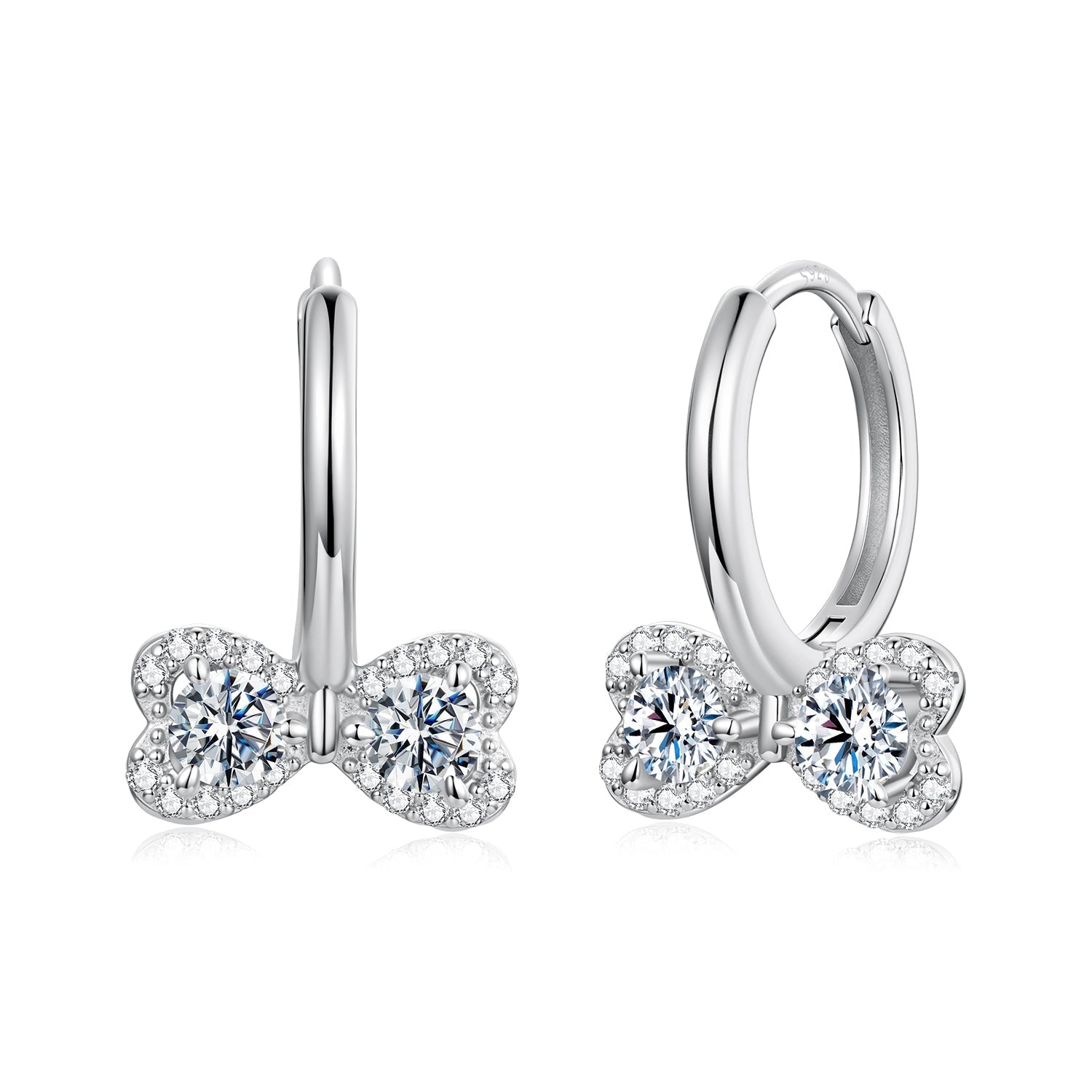 925 Sterling Silver Moissanite 0.20 Carat Earrings Plated White Gold for Women DestGlow