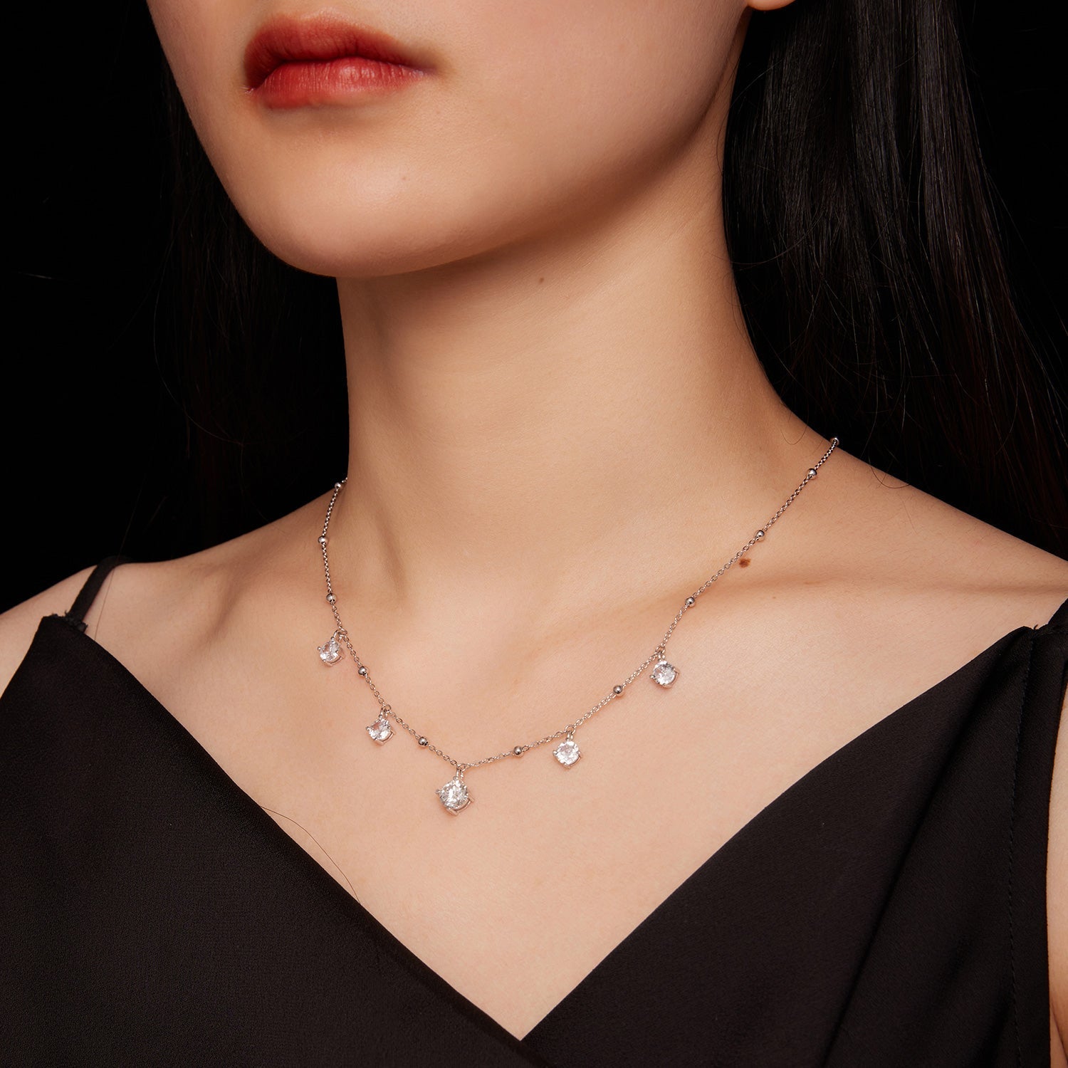 925 Sterling Silver 5.0mm Moissanite Necklace for Women DestGlow