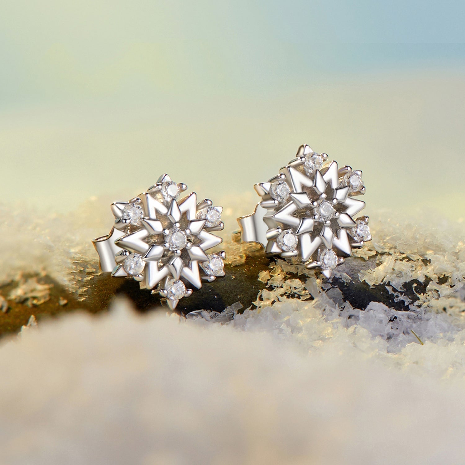 925 Sterling Silver Earrings with Pavé Setting CZ and White Gold Plating DestGlow