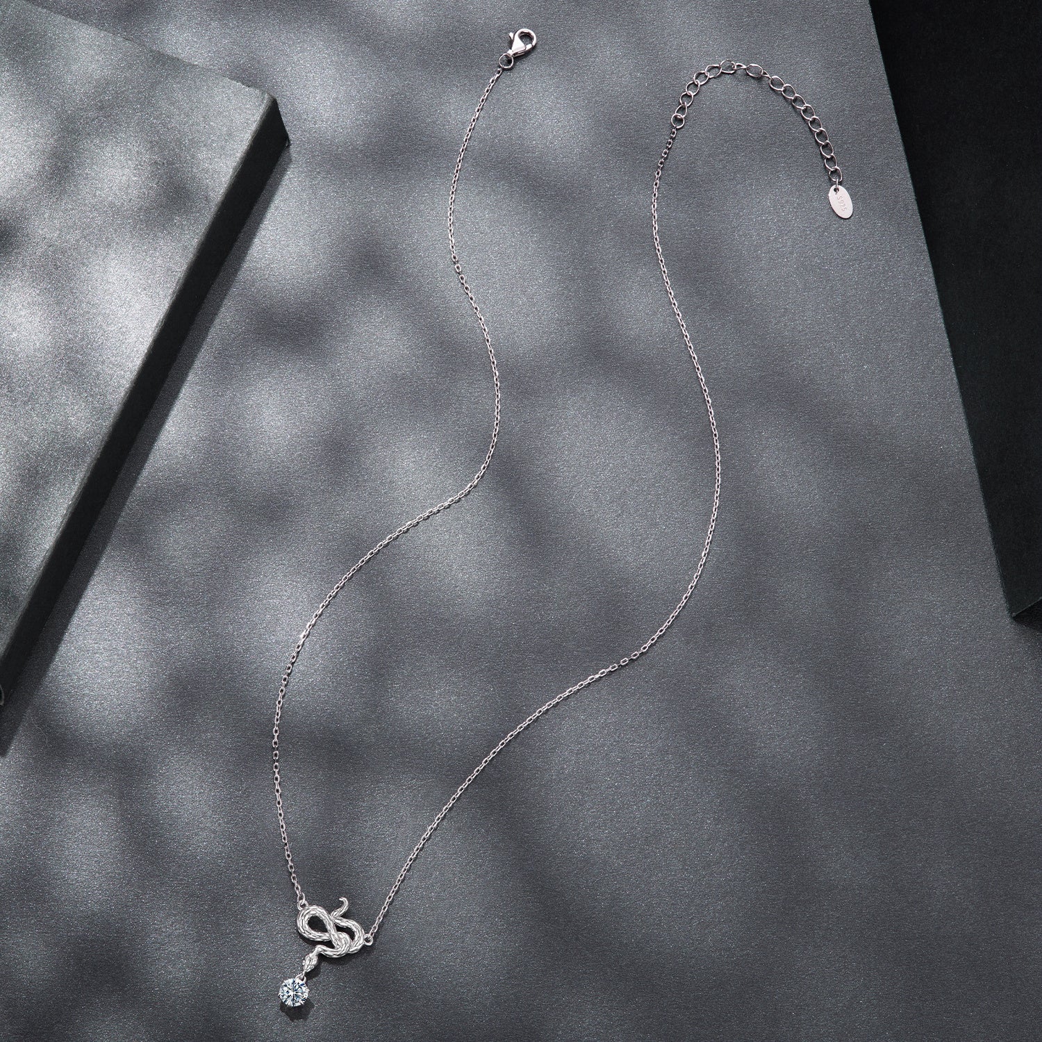 925 Sterling Silver Moissanite 0.50 Carat Necklace with CZ Pavé Setting in White Gold, 40+5cm for Women DestGlow