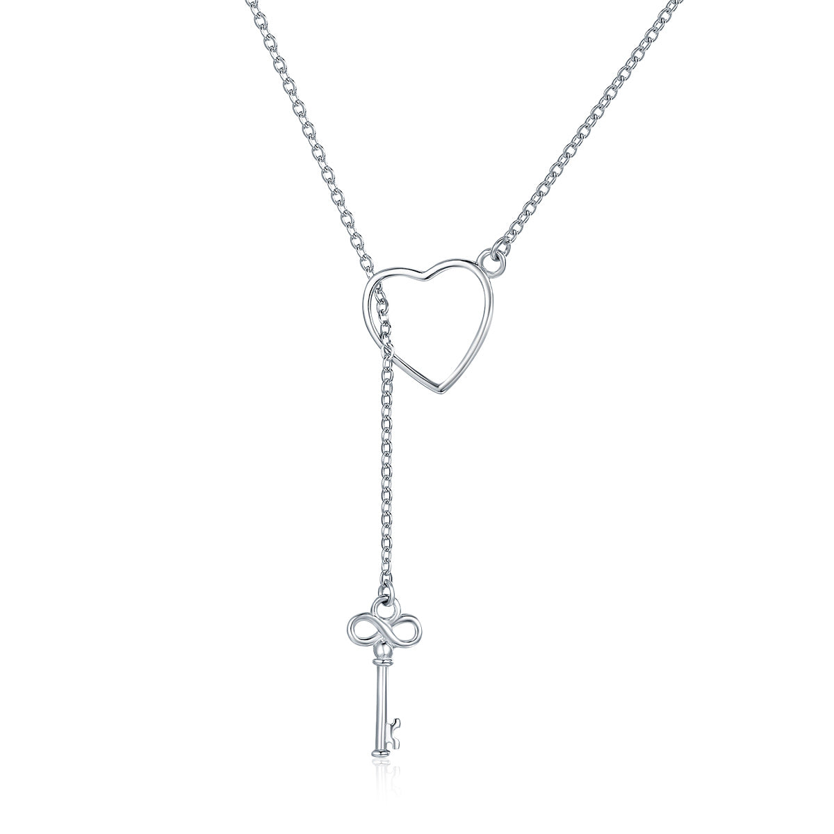 925 Sterling Silver Necklace 55cm with Heart Pendant for Women DestGlow