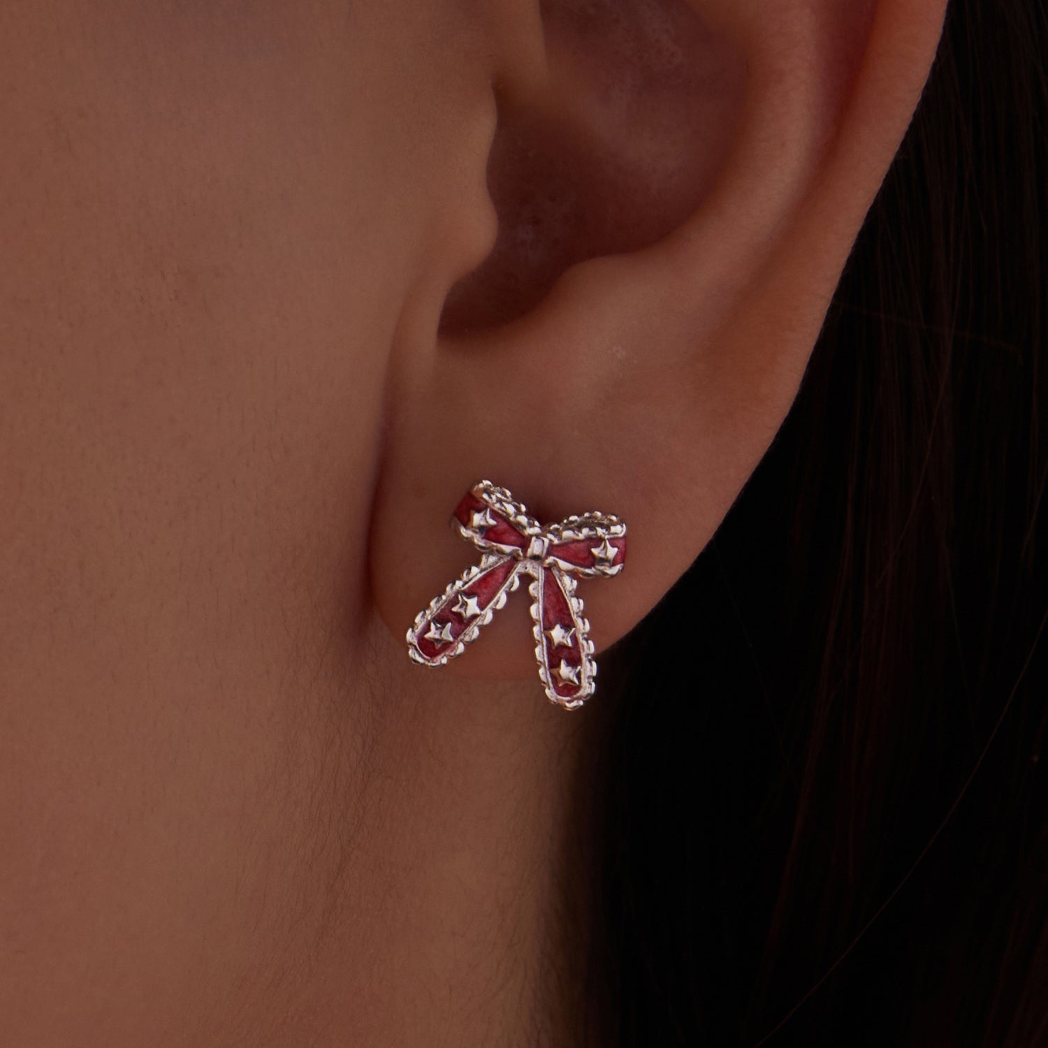 925 Sterling Silver Earrings with Enamel Process in White Gold Plating for Women DestGlow