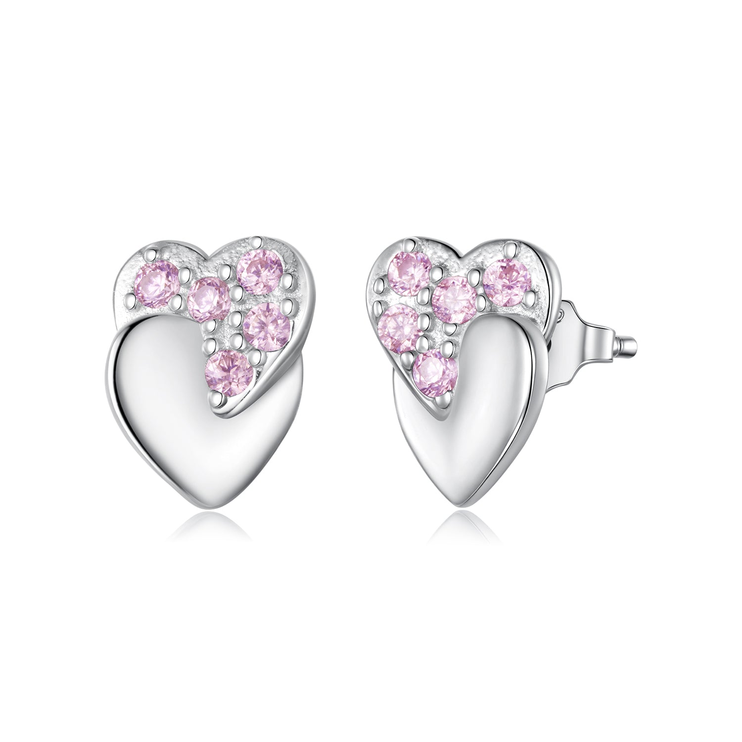 925 Sterling Silver White Gold Plated CZ Earrings 1.0x0.7cm for Women DestGlow