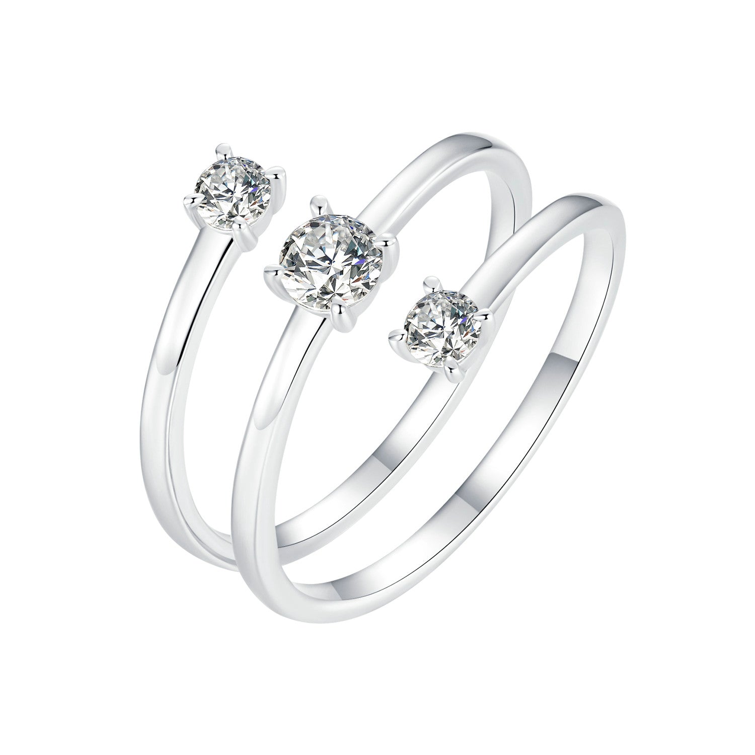 925 Sterling Silver White Gold Plated CZ Ring for Women DestGlow