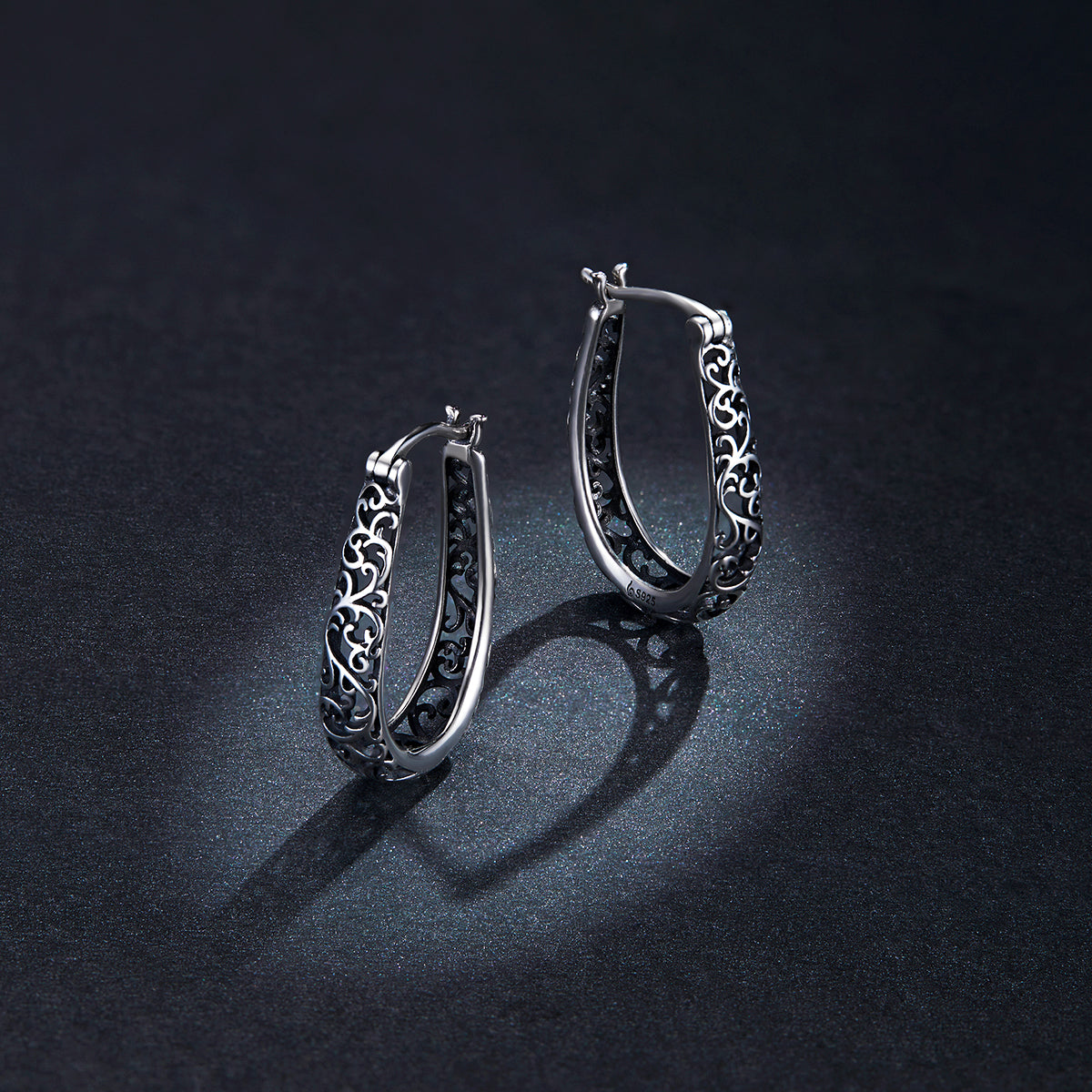 925 Sterling Silver Earrings 2.3*0.4cm Oxidized Silver for Women DestGlow
