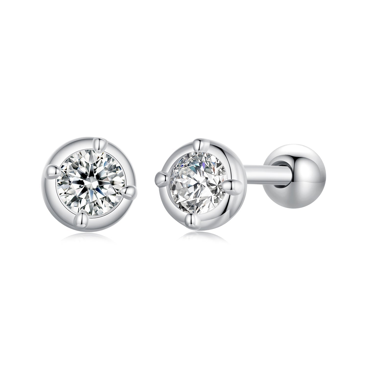 925 Sterling Silver 4mm Moissanite Earrings with Platinum Plating for Women DestGlow