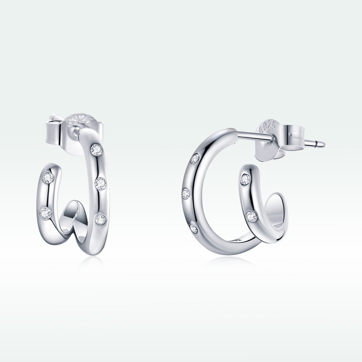 925 Sterling Silver Earrings with Pavé Setting CZ DestGlow